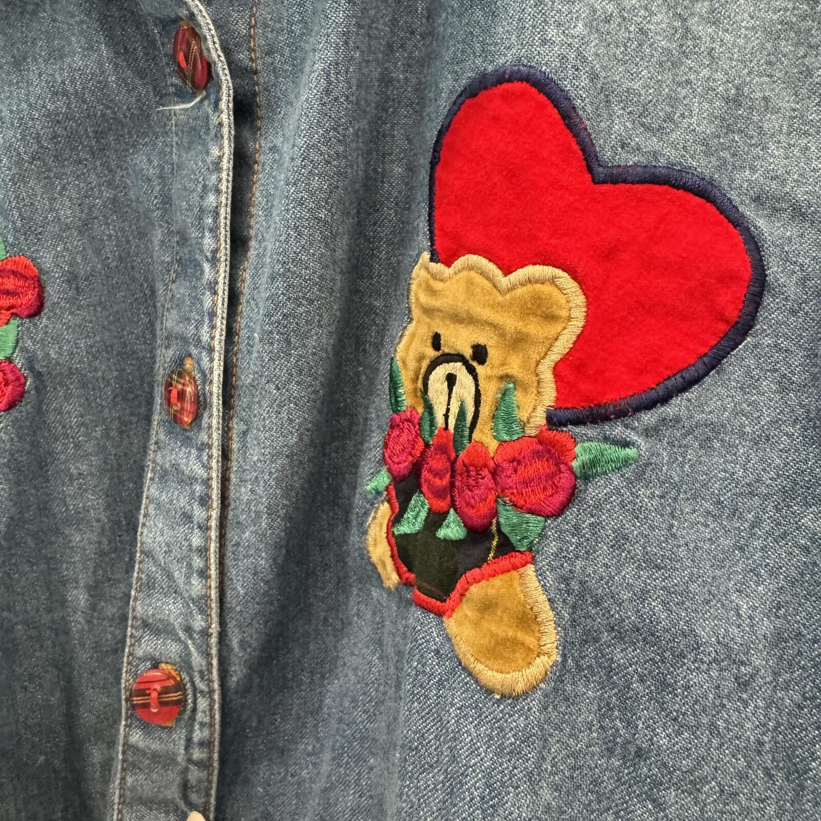 Unknown London Vintage Girls 12-14 Embroidered Denim Top Size ONE SIZE - 3 Thumbnail