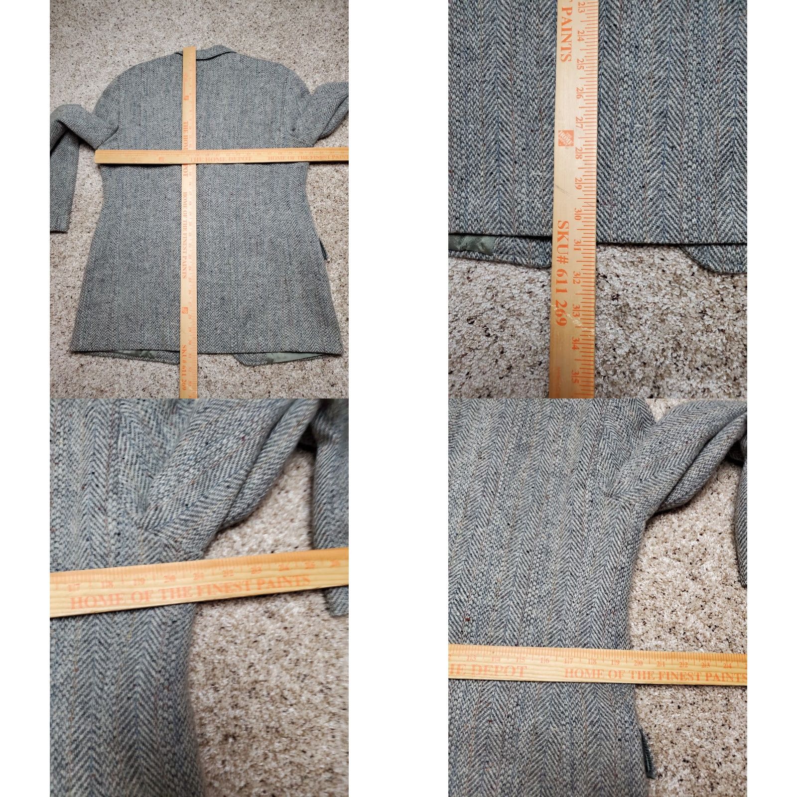 Levi's VINTAGE Levi's Strauss Blazer Jacket 40 Reg Wool Tweed Herringbone 80s Mens Notch Lapel Two-Button Single-Breasted Grey Size 40R - 8 Thumbnail