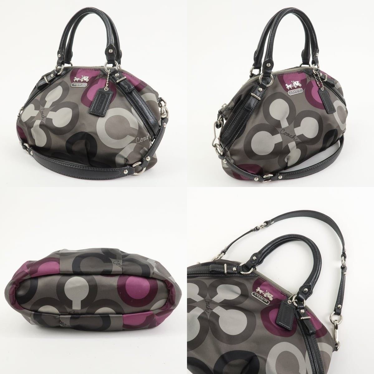 Coach Coach Signature C Print Nylon Shoulder Bag Gray Size ONE SIZE - 3 Thumbnail