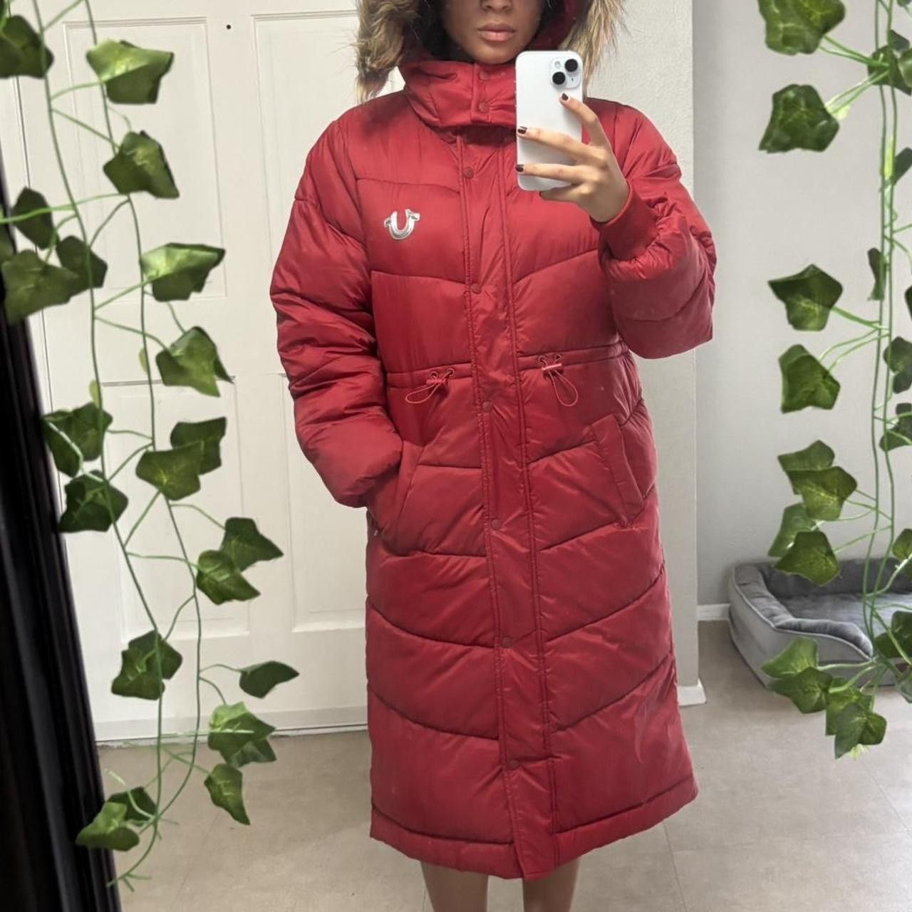 True Religion True Religion Red Longline Puffer Jacket Fur Hood Y2K Size S / US 4 / IT 40 - 3 Thumbnail