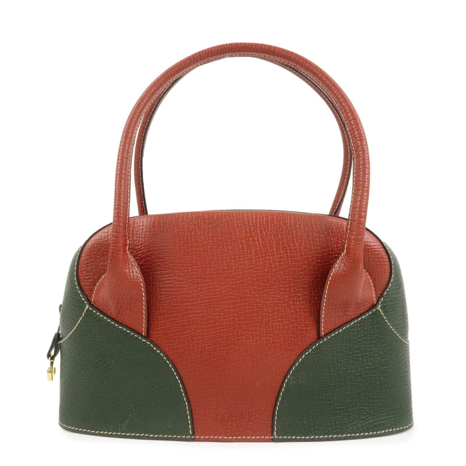 Loewe Loewe Embossed Leather Shoulder Bag Brown and Green Size ONE SIZE - 1 Thumbnail