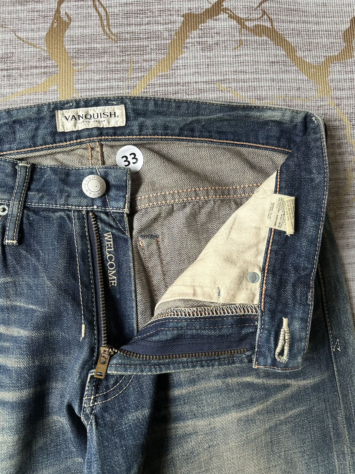 Vanquish Vanquish Tokyo Japan Blue Faded Denim Design Claw Marks Size US 33 - 12 Thumbnail