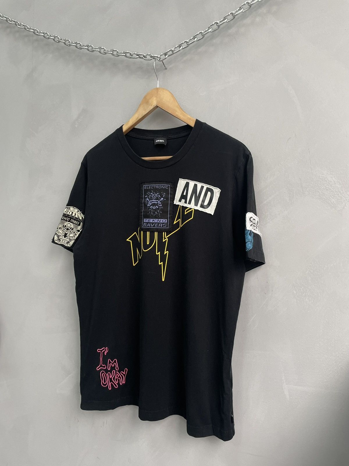 Designer × Diesel Vintage diesel patchwork rare t shirt y2k Size US M / EU 48-50 / 2 - 3 Thumbnail