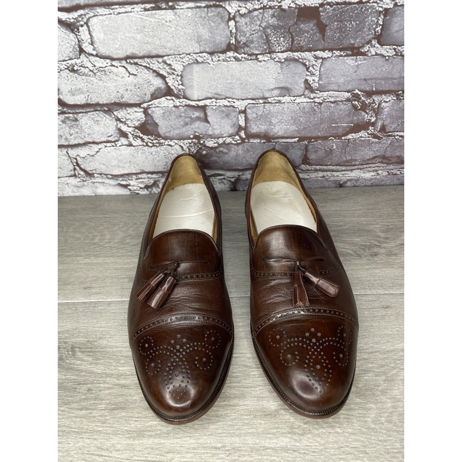 Mezlan Mezlan Havana Brown Leather WingTip Cap Toe Loafers Dress Sh Size US 11 / EU 44 - 20 Thumbnail