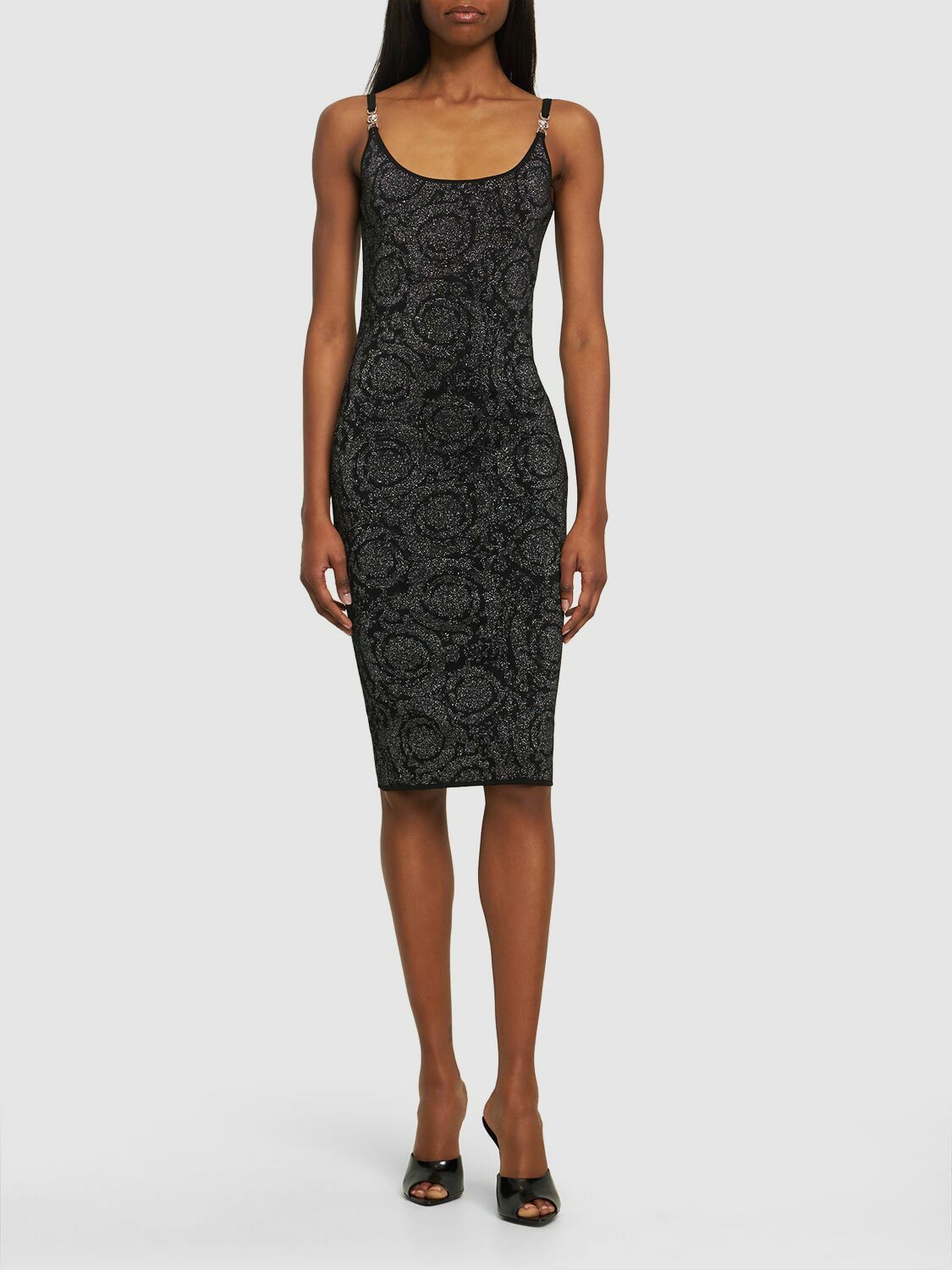 Versace o1y0226 Midi Dress in Black Size S / US 4 / IT 40 - 4 Thumbnail