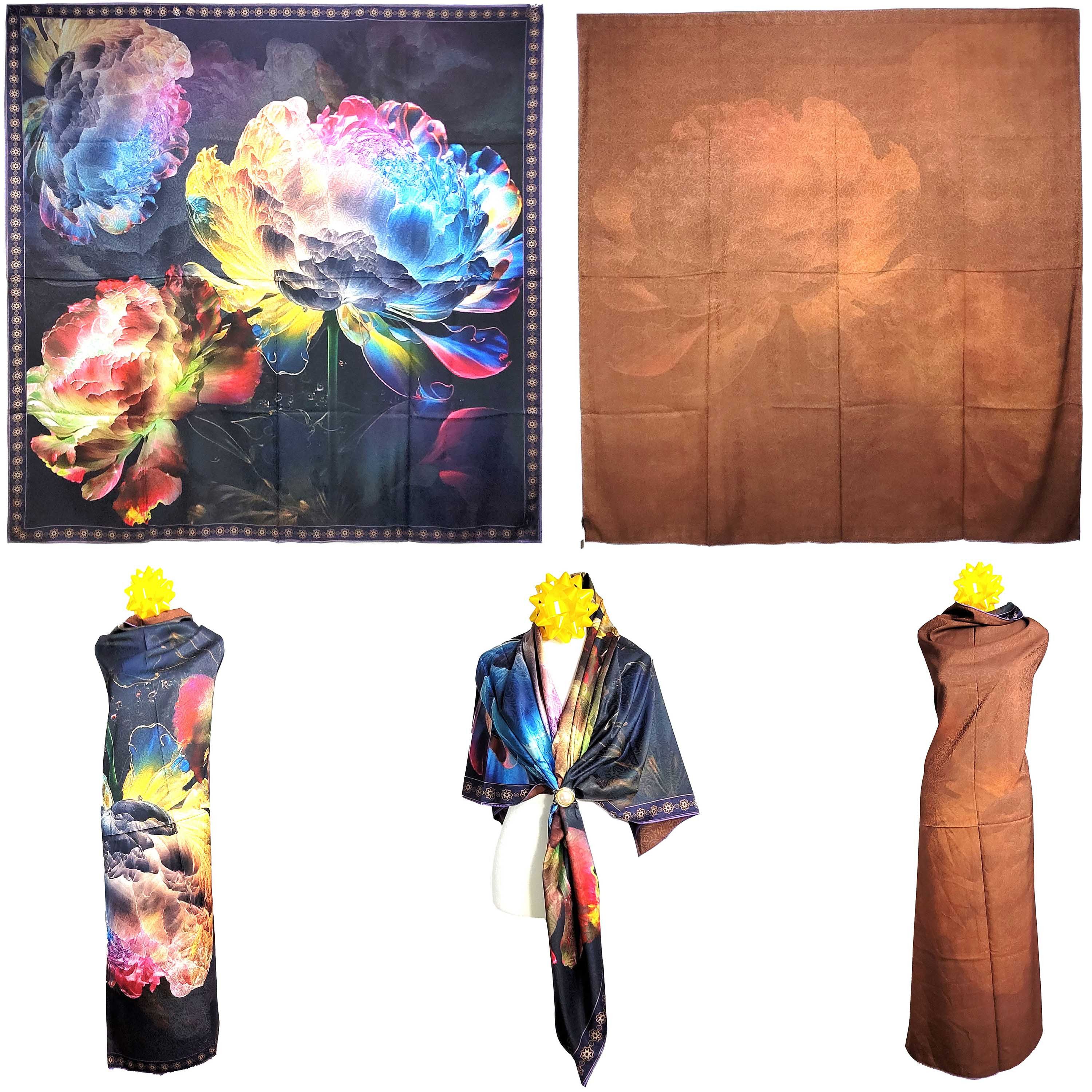 Other NWT Double Sided Silk Scarf 52"x52" Large Square Wrap 3201 Size ONE SIZE - 1 Thumbnail