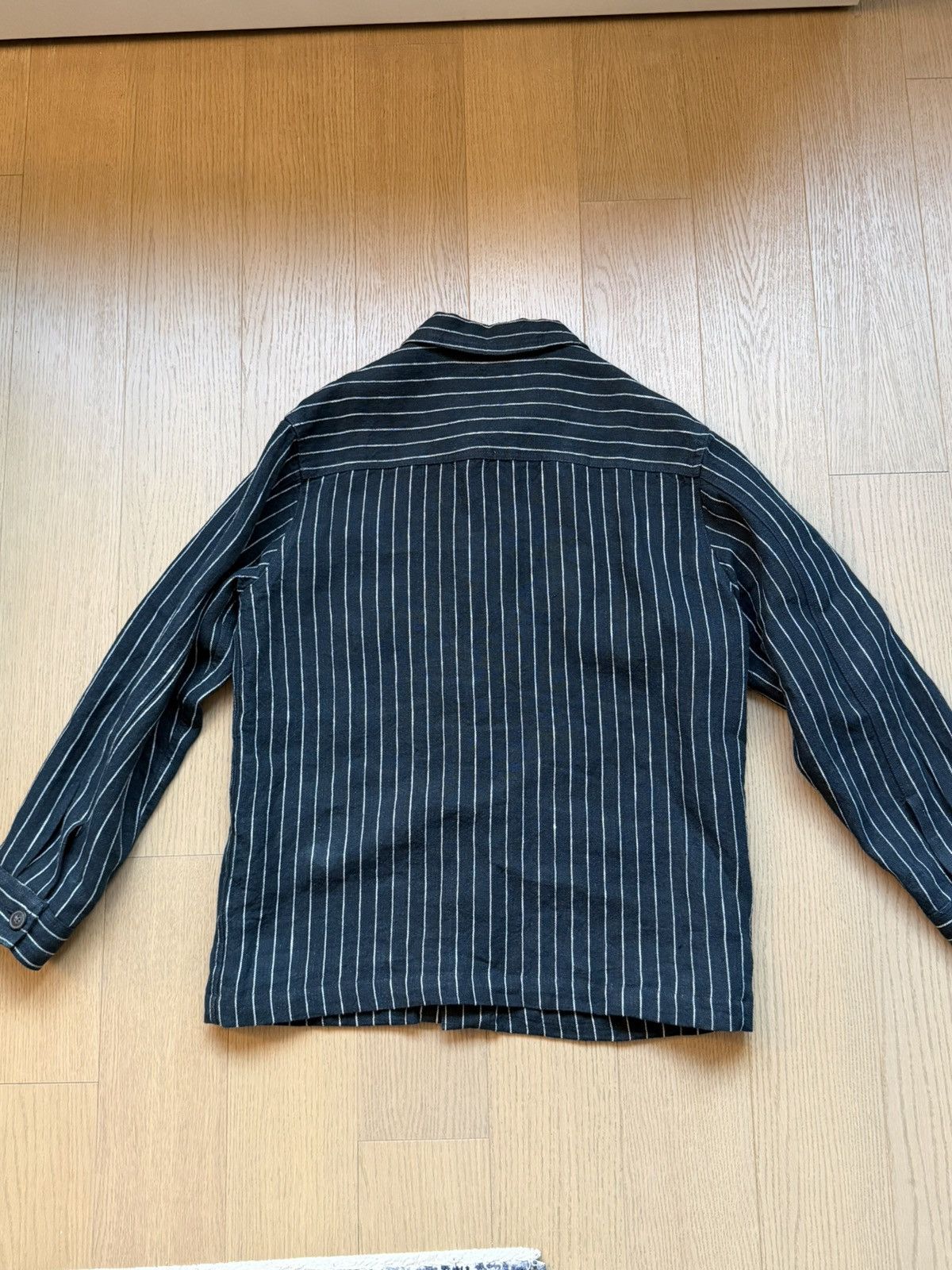 A Day's March Black Linen Pinstripe Chore Jacket Size US M / EU 48-50 / 2 - 2 Thumbnail