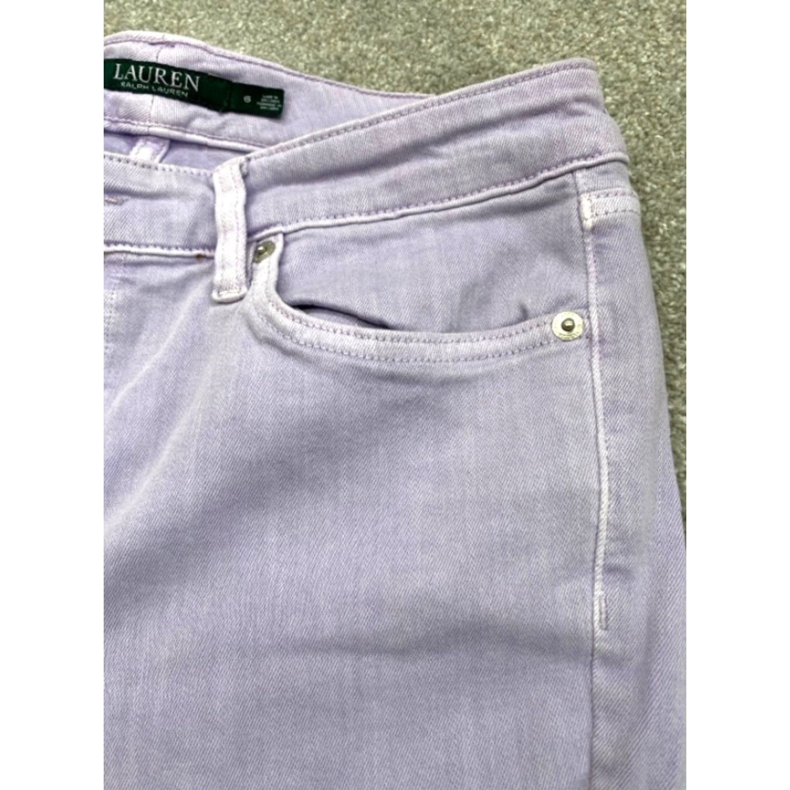 Ralph Lauren VINTAGE Lauren Ralph Lauren Jeans Women 6 Purple Denim Cropped Premier Skinny Straight Crop 5793 Size 28" / US 6 / IT 42 - 5 Thumbnail