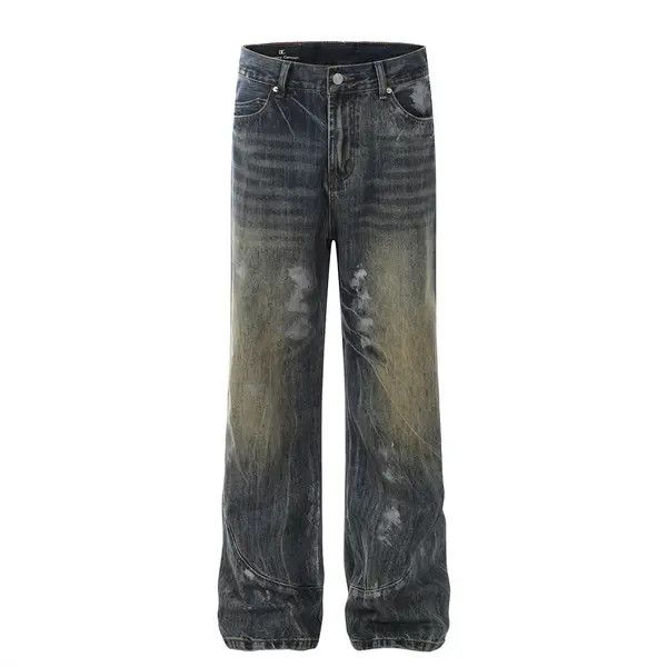 Japanese Brand Asa American retro trend ink-splashed loose straight jeans Size US 32 / EU 48 - 1 Thumbnail