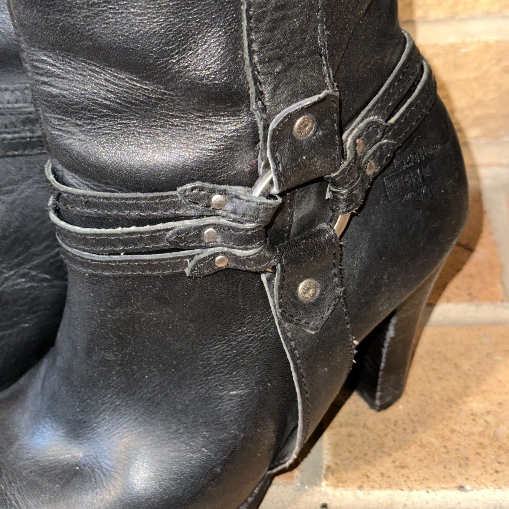 Harley Davidson Harley-Davidson Boots Womens Black Leather Mid Calf Zip Pointed Toe 9 Block Heel Motorcycle Biker D85068 Size US 9 / IT 39 - 4 Thumbnail