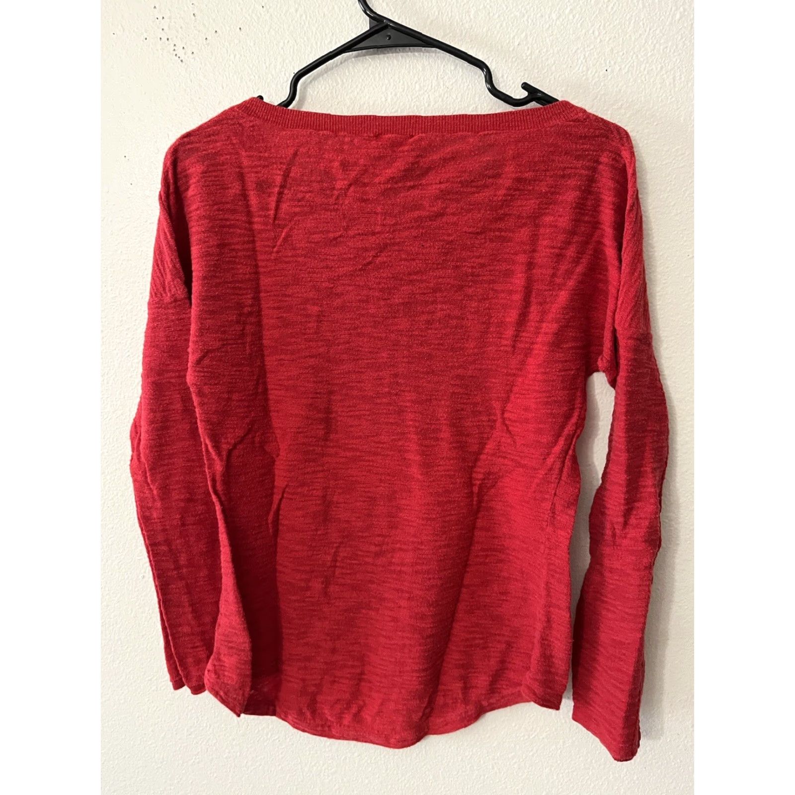 Express EXPRESS Shirt Women S Red Crew Neck Solid Cotton Rayon Long Sleeve Adult Small Size S / US 4 / IT 40 - 3 Thumbnail