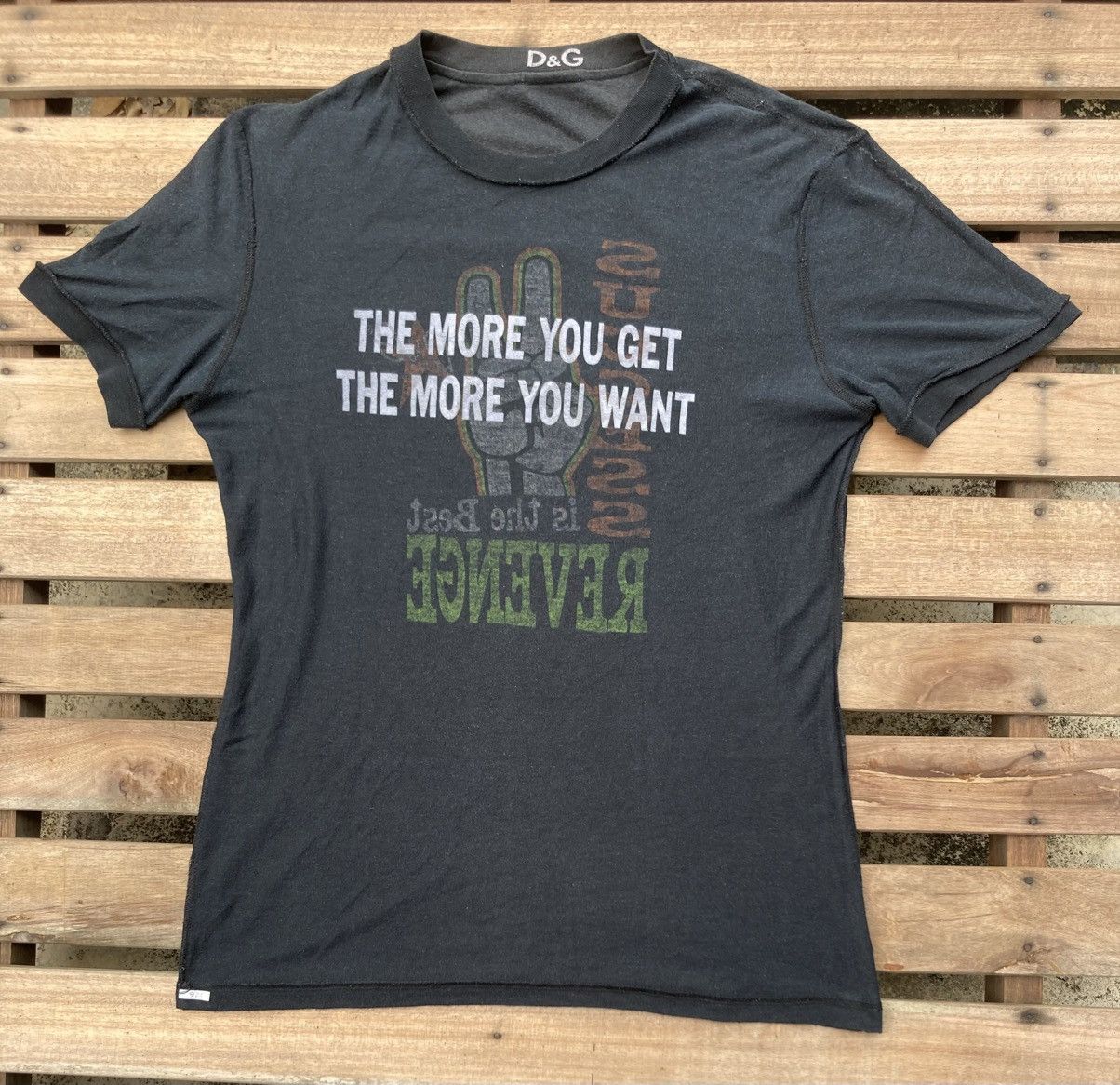 Dolce & Gabbana Archive Dolce & Gabbana Motivational Quote Black T shirt Size US L / EU 52-54 / 3 - 13 Thumbnail