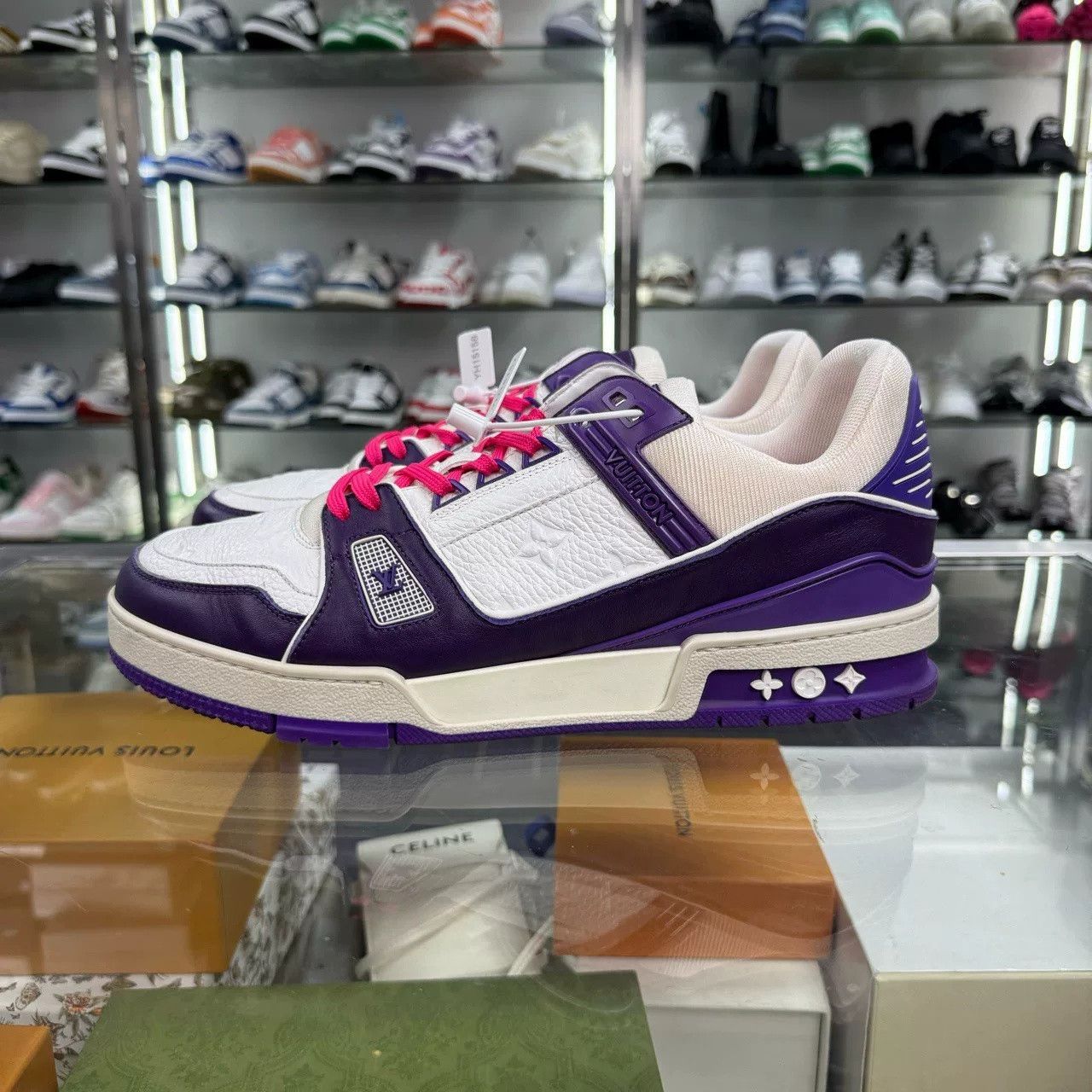 Louis Vuitton LV TRAINER White Purple Size US 11.5 / EU 44-45 - 3 Thumbnail