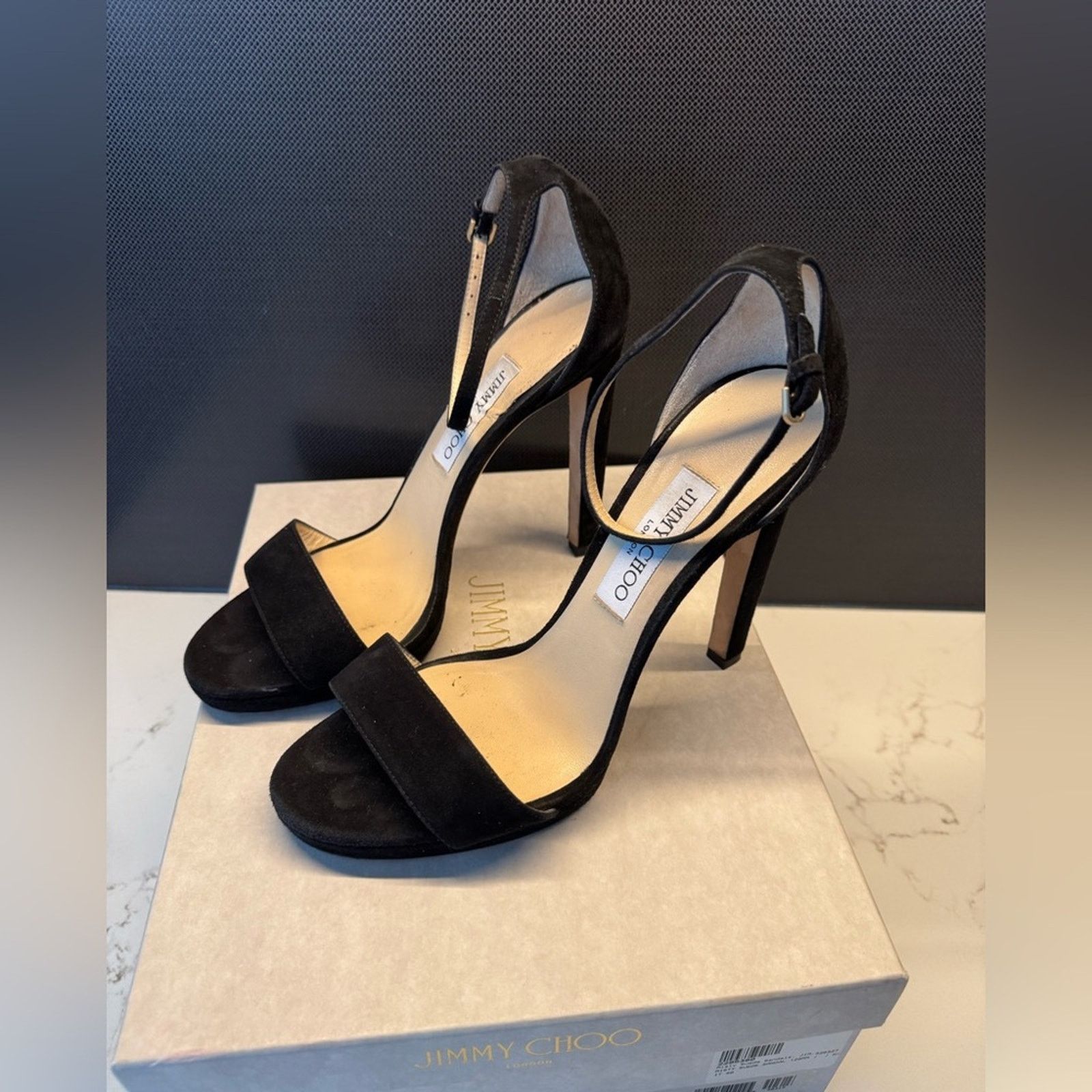 Jimmy Choo MISTY 120 Black Suede sandal heels size 40 Footwear