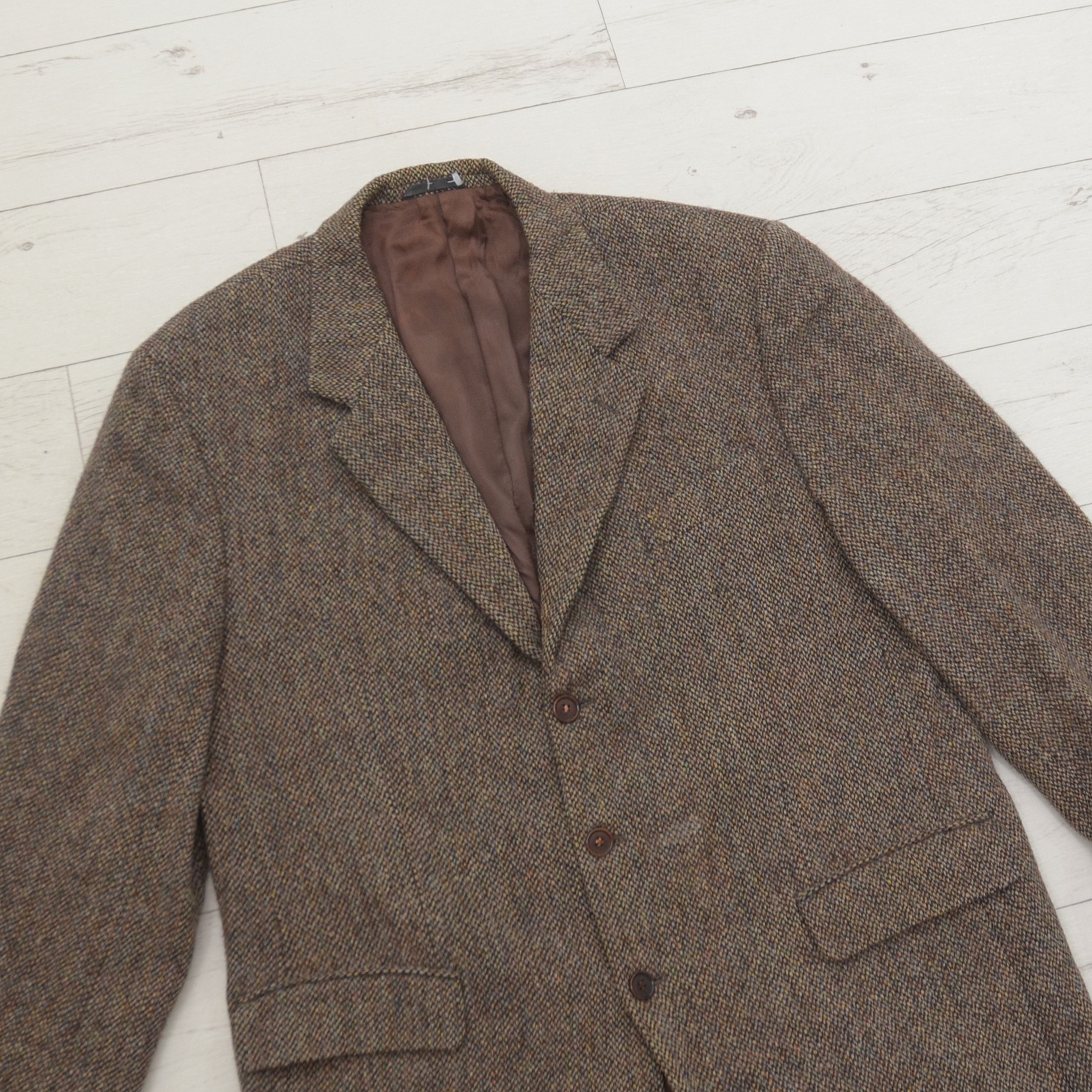 Harris Tweed × Vintage Vintage Harris Tweed Wool Blazer Jacket Sport Coat Brown Size 50R - 2 Thumbnail