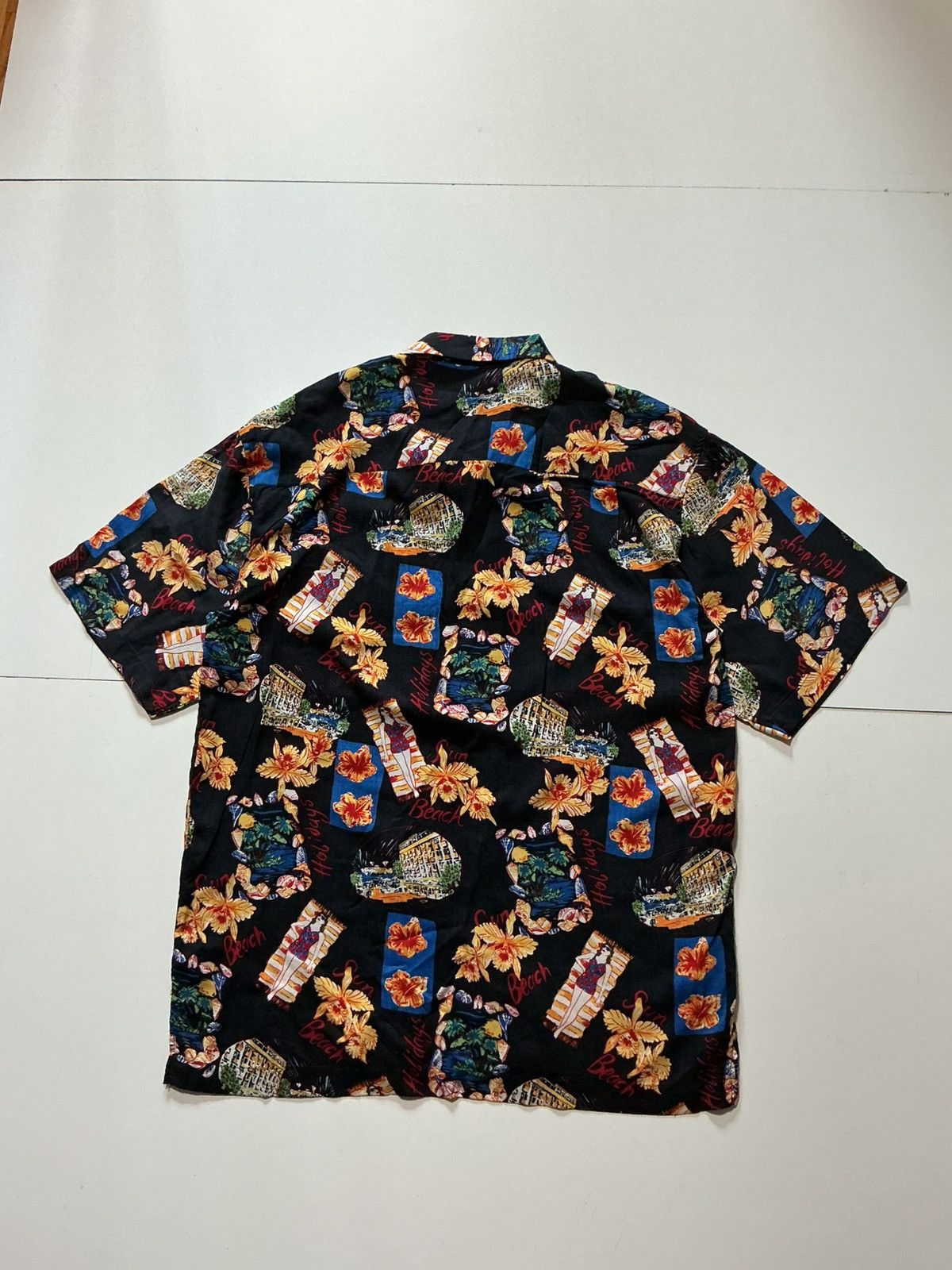 Vintage VTG Utility Pin Up Girl Hibiscus Loop Collar Hawaiian Shirt Size US M / EU 48-50 / 2 - 2 Thumbnail
