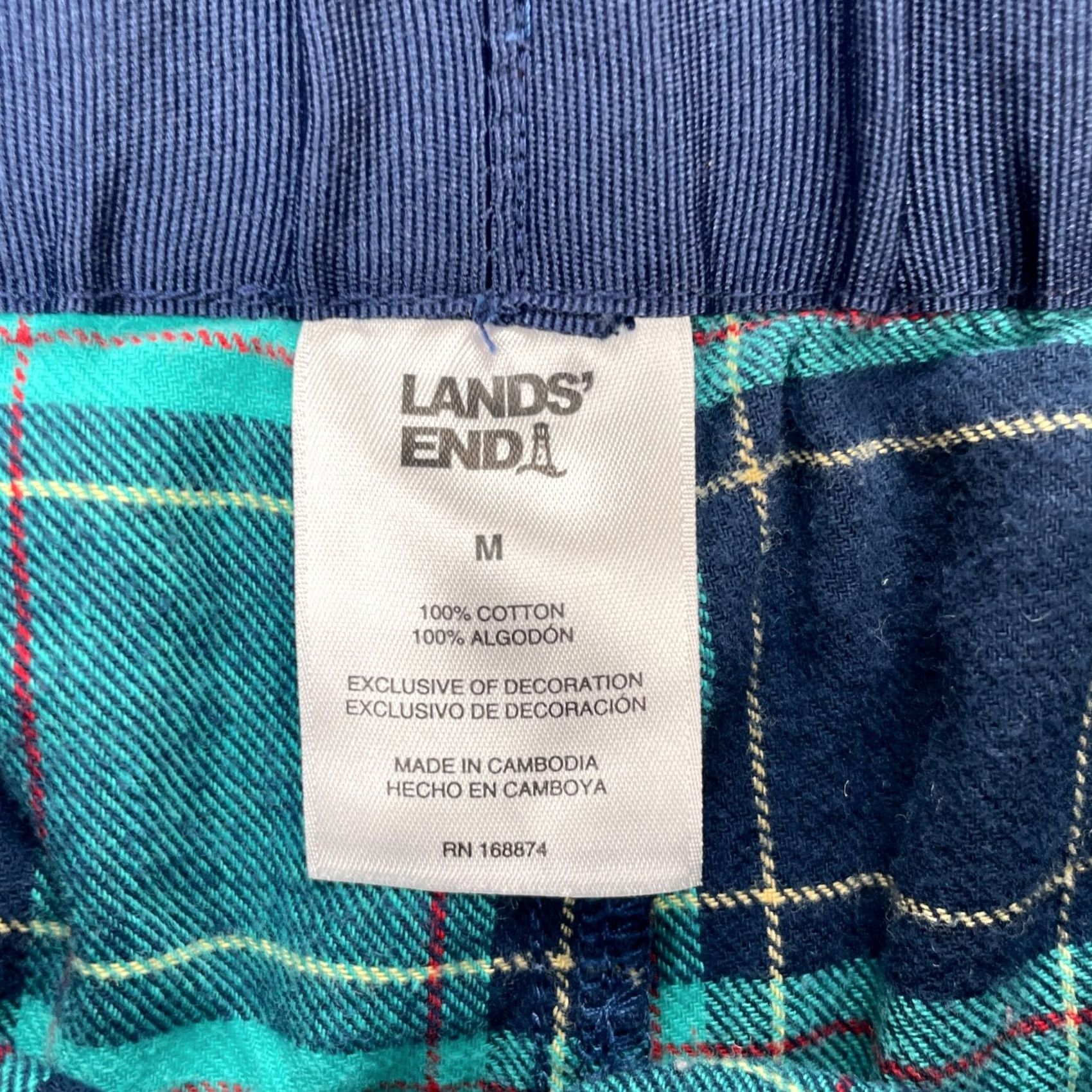 Lands' End Lands' End Pants Womens Medium Green Plaid Cotton Flannel Drawstring Pajama Bottoms Mens? Womens? Size 32" / US 10 / IT 46 - 3 Thumbnail