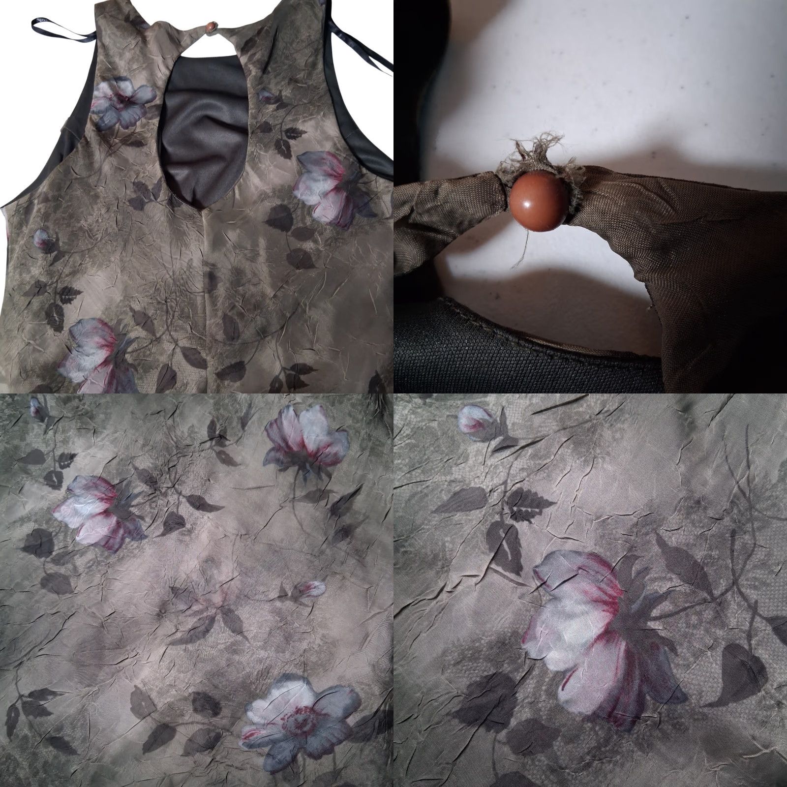 Vintage VINTAGE All That Jazz Slip Dress Shirt Girls 14 Green Floral 1990s Long Semi Sheer Sleeveless Crinkle Crinkle Size XL / US 12-14 / IT 48-50 - 9 Thumbnail