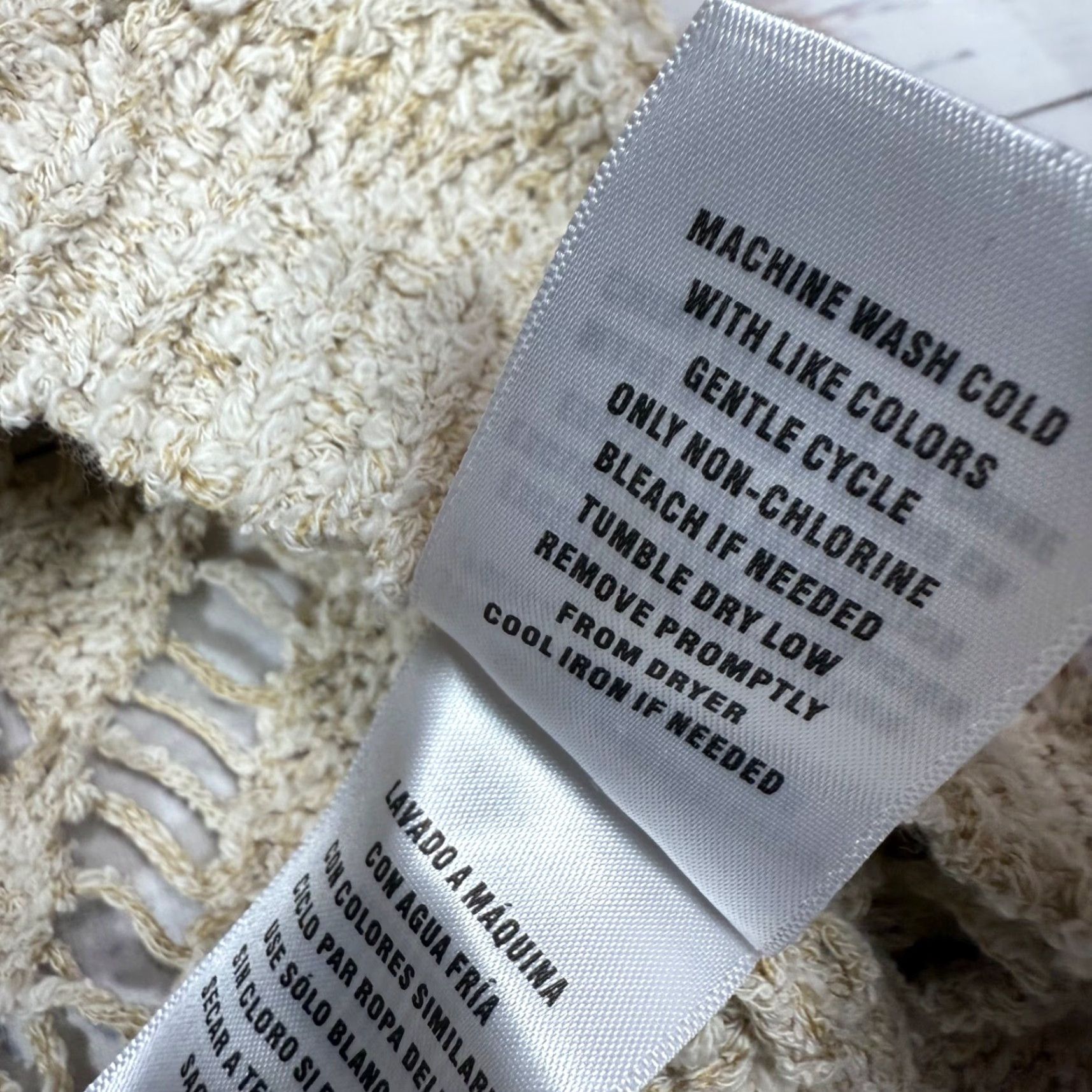 Vintage Cleo + Wolf Cardigan XS Beige Open-Knit Collared Cropped Waist Womens Sweater Size XS / US 0-2 / IT 36-38 - 7 Thumbnail