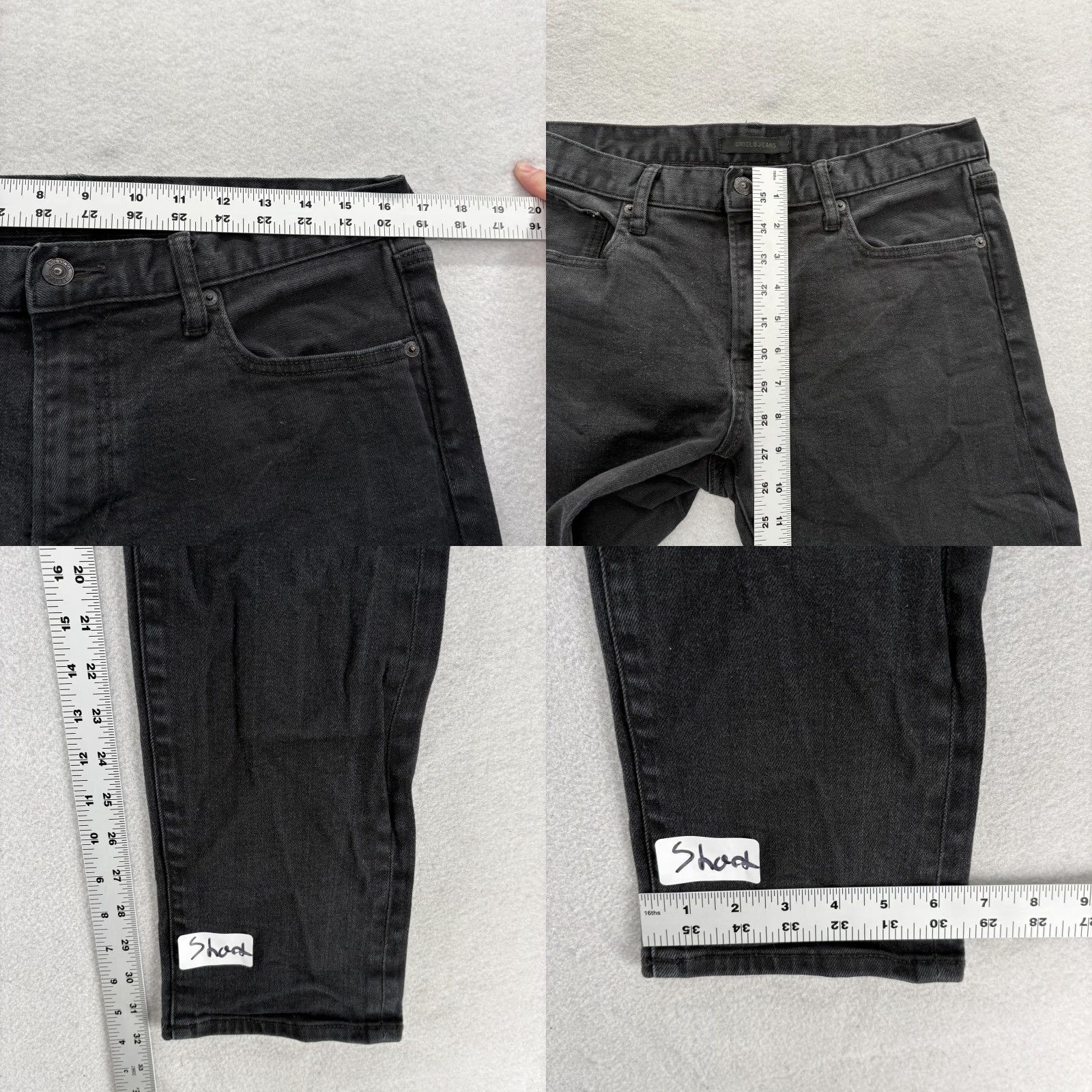 Uniqlo Uniqlo Jeans Mens 33x32 Black Dark Wash Slim Skinny Selvage Stretch Denim Pants Size US 33 - 8 Thumbnail