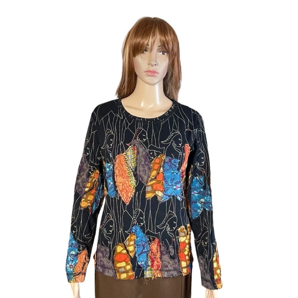 Chicos Chico's Bohemian Embroidered Long Sleeve Cotton Top Size 1 Size M / US 6-8 / IT 42-44 - 1 Thumbnail
