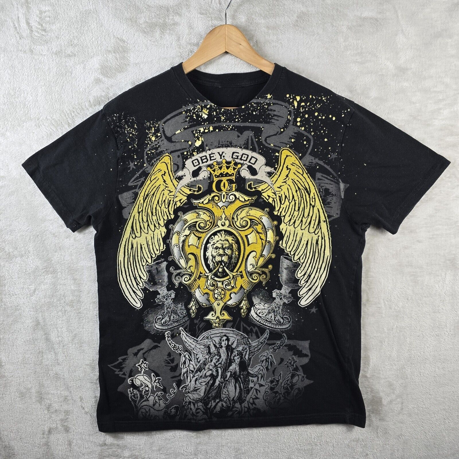 Other Vintage Obey God AOP Angel Lion Shirt L Affliction Style Y2K Size US L / EU 52-54 / 3 - 2 Thumbnail