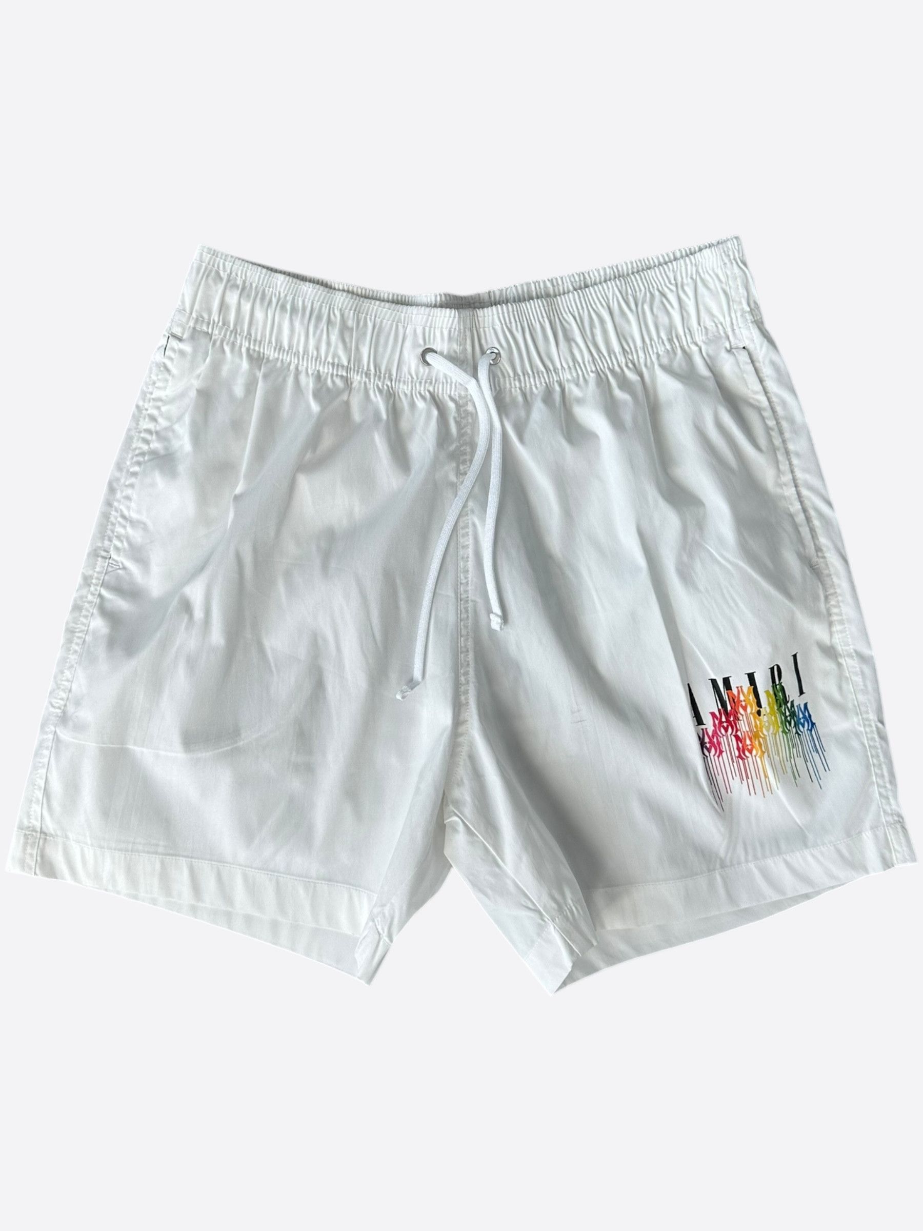 Amiri Amiri White Multicolor MA Drip Logo Swim Shorts Size US 38 / EU 54 - 1 Thumbnail