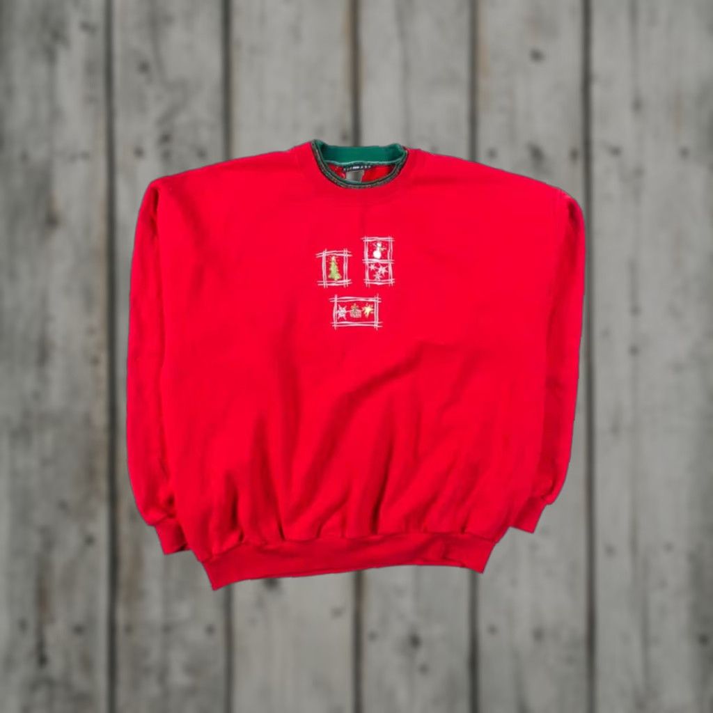 Vintage VINTAGE Red Ugly Christmas Sweatshirt 51908 Cotton/Polyester Trilllogy XS-L Present Size: XL-XXL Red Trees Mens Womens (adjusted) Size XL / US 12-14 / IT 48-50 - 1 Thumbnail