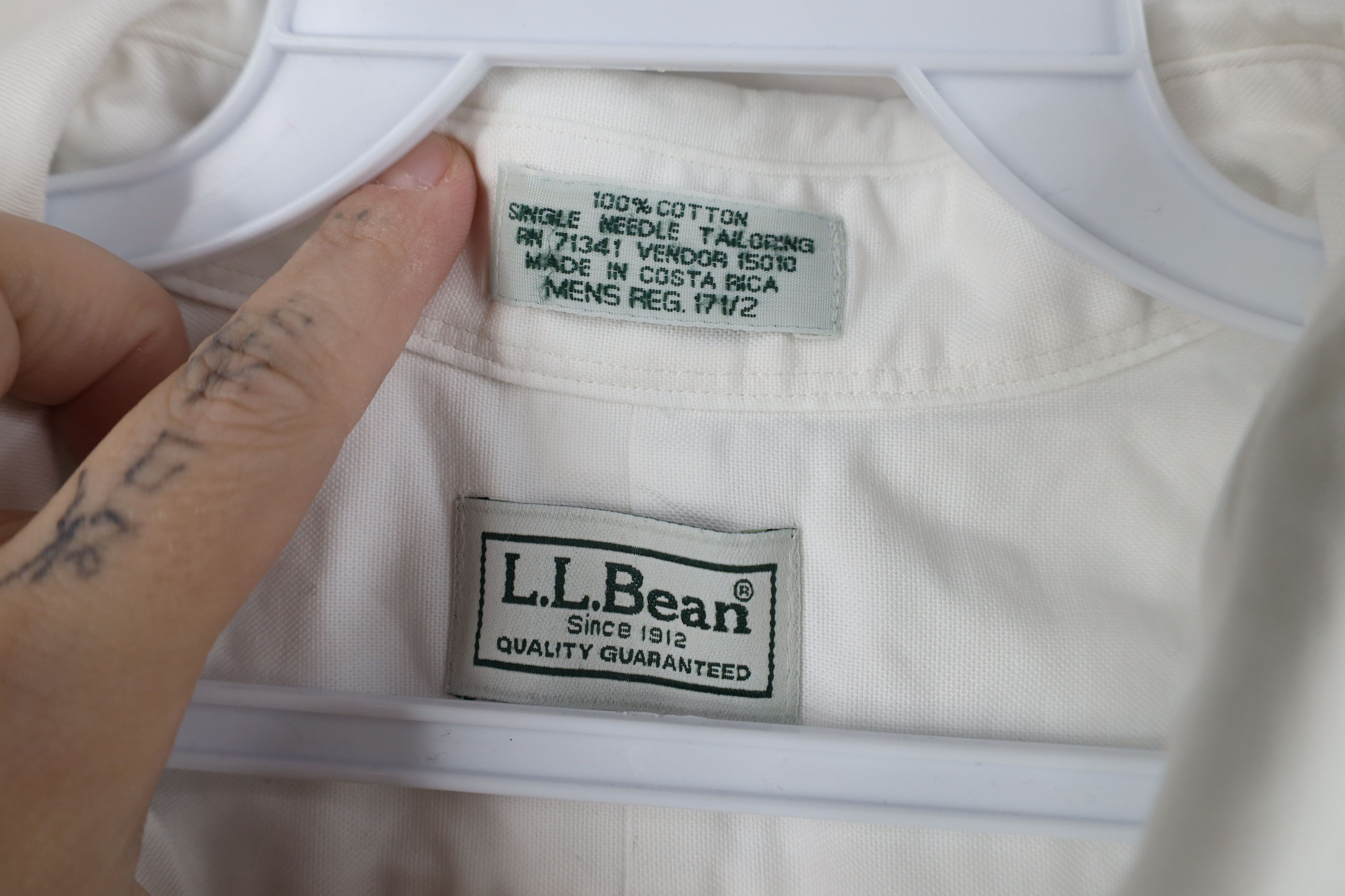 L.L. Bean × Vintage Vintage 90s LL Bean Cotton Oxford Button Down Shirt White Size US L / EU 52-54 / 3 - 7 Thumbnail