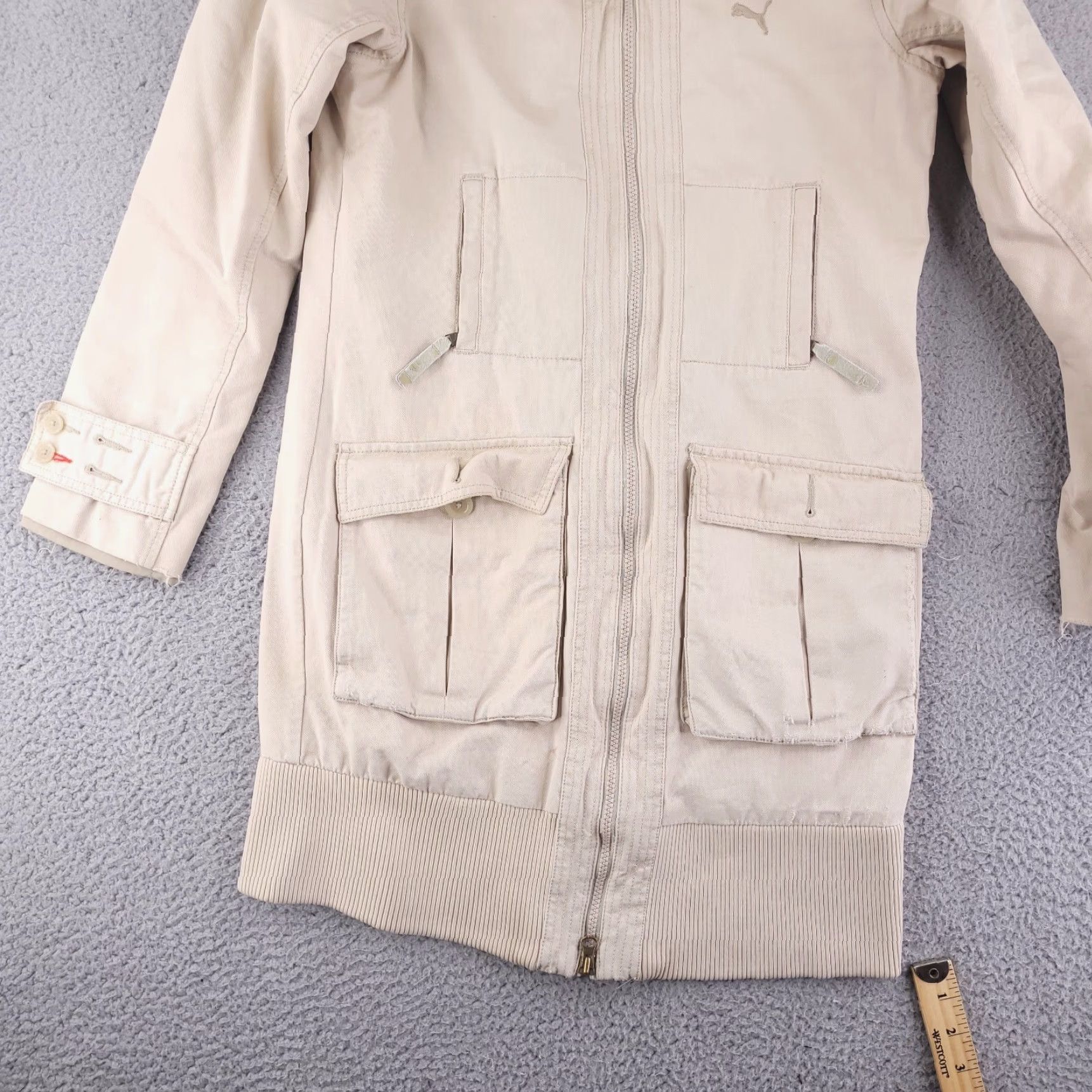 Puma Puma Coat Womens Small Overcoat Trench Canvas Beige Zip Brown Beige Size S / US 4 / IT 40 - 2 Thumbnail
