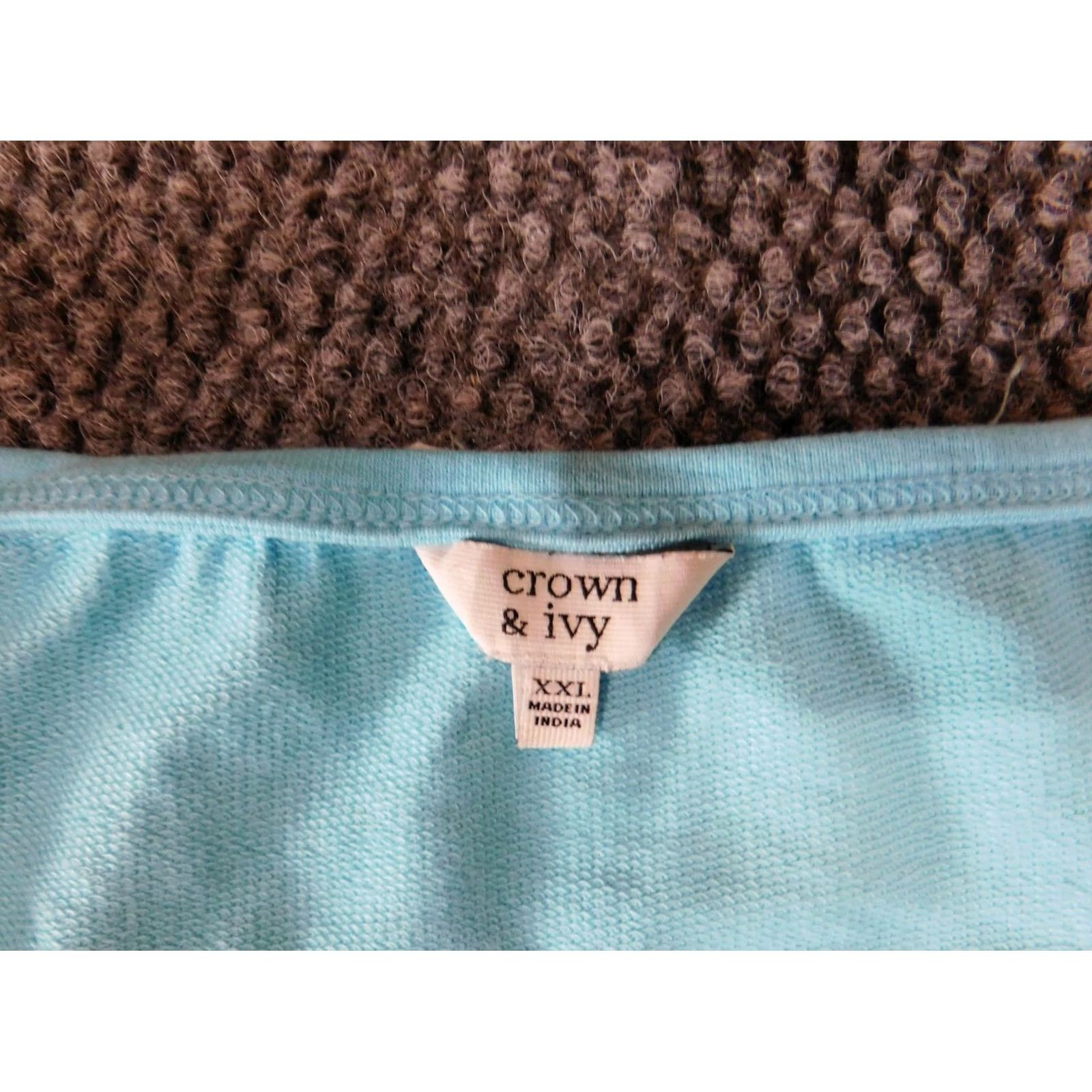 Vintage Crown & Ivy Womens Blouse 2XL Blue Crew Neck Pullover Pocket Striped Graphic Knit 100% Cotton Regular Comfort Casual Girls/Women Size XXL / US 16-18 / IT 52-54 - 5 Thumbnail