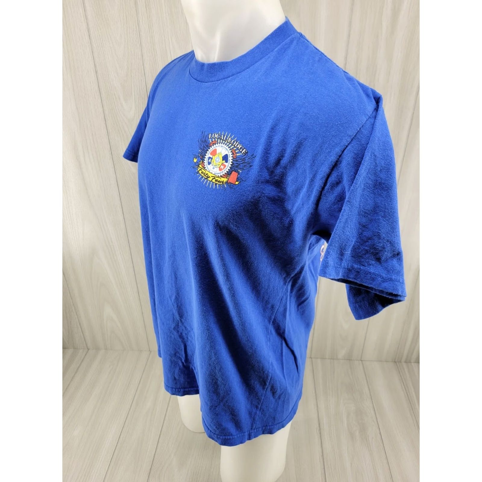 Vintage VINTAGE Union Line Distressed Lodge 44 Machinists & Aerospace Workers Union Mens T-Shirt Blue Large Shirt Men 90s Graphic Tee Size US L / EU 52-54 / 3 - 4 Thumbnail