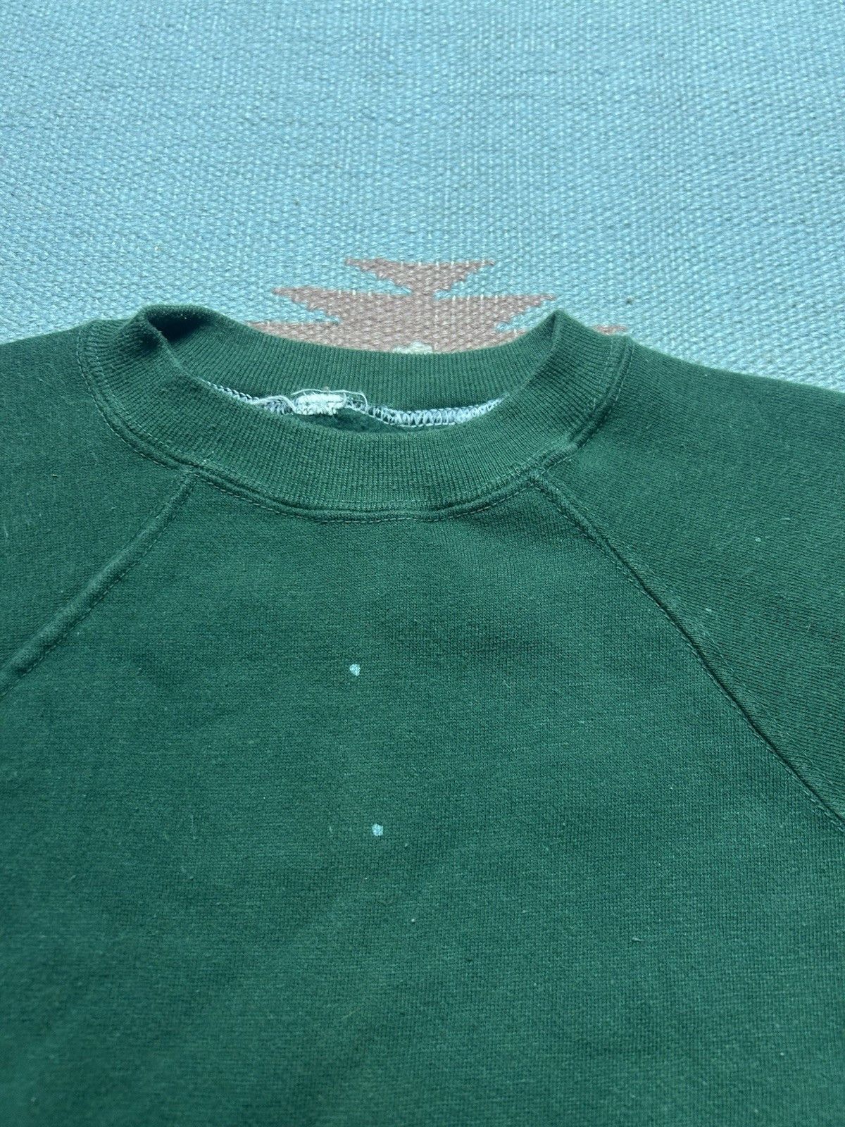 Vintage Vtg 70 crewneck sweatshirt blank forest green raglan paint M Size US M / EU 48-50 / 2 - 5 Thumbnail