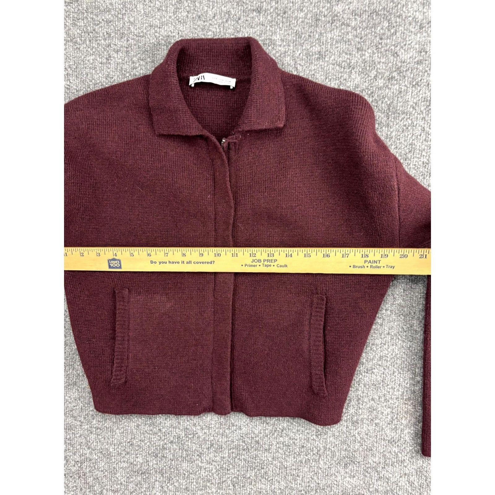 Zara Zara Sweater Jacket Womens Small Purple Collared Full Zip Knit Pockets Cropped Size S / US 4 / IT 40 - 5 Thumbnail