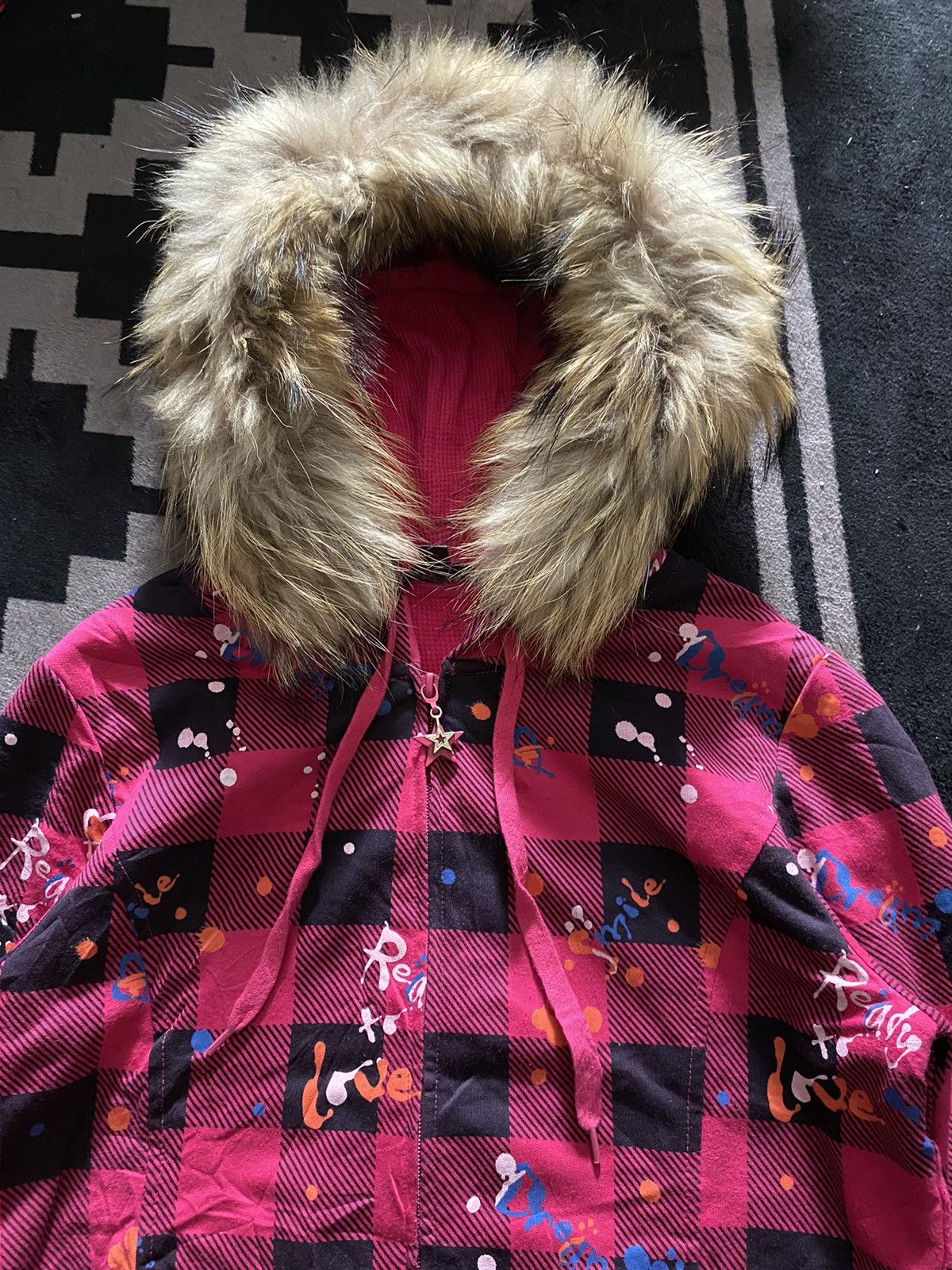 Le Grande Bleu (L.G.B.) Jeanswest painter faux fur tartan hoodie y2k Size US L / EU 52-54 / 3 - 3 Thumbnail