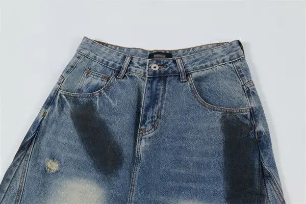 VIBE Street fashion punk patchwork ripped wide-leg jeans y2k Size US 32 / EU 48 - 4 Thumbnail