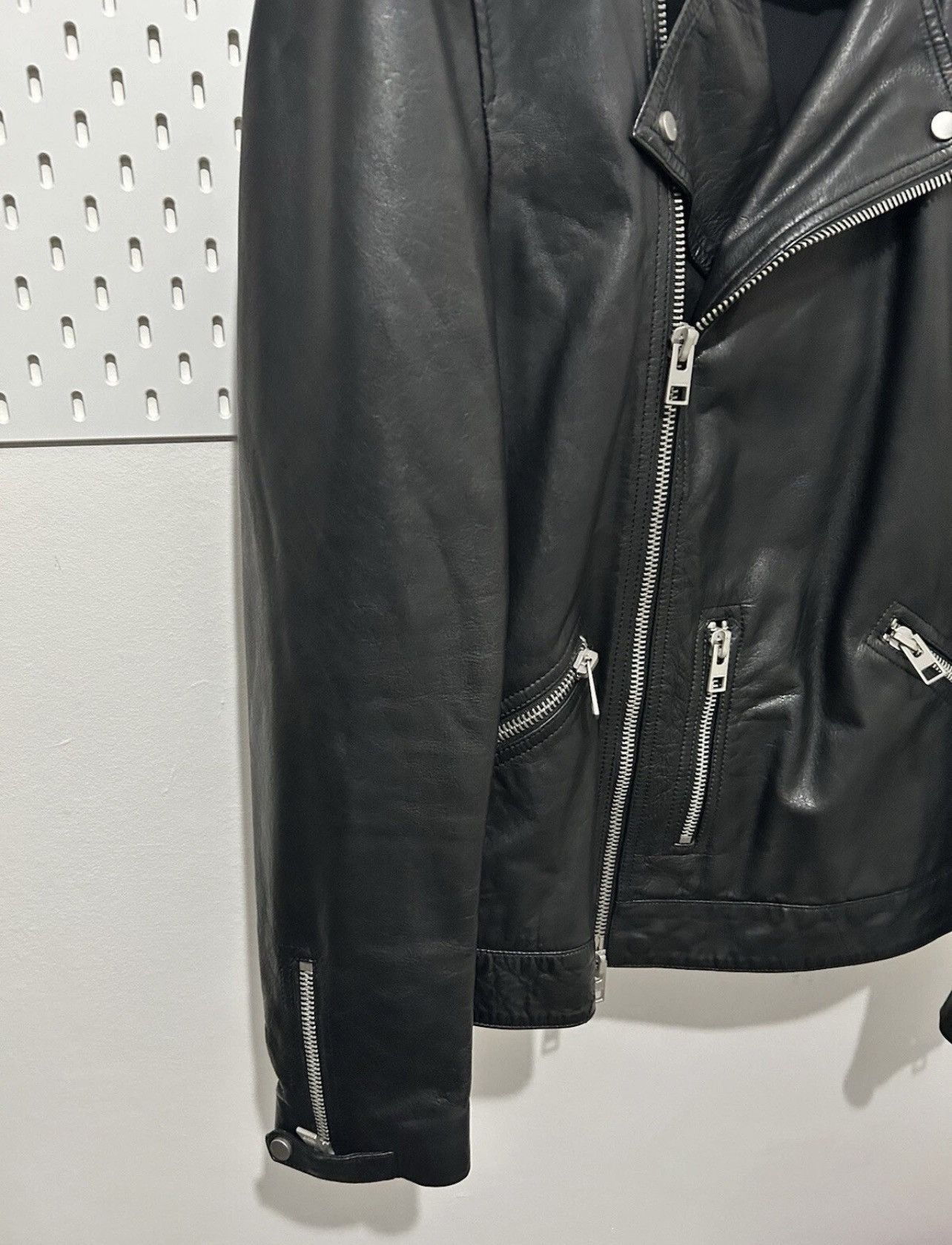 Allsaints Mens All Saints Hemsley Leather Biker Motorcycle cafe racer Size US M / EU 48-50 / 2 - 4 Thumbnail