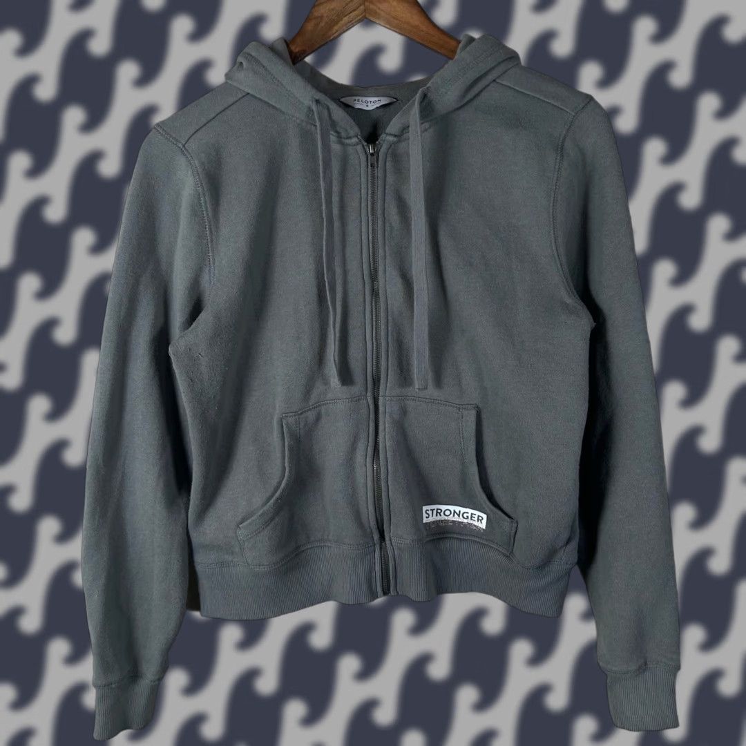 Vintage Peloton Womens Hoodie Gray Full Zip Hooded Pockets Drawstring Stronge Together Logo Back Graphic Size S / US 4 / IT 40 - 1 Thumbnail