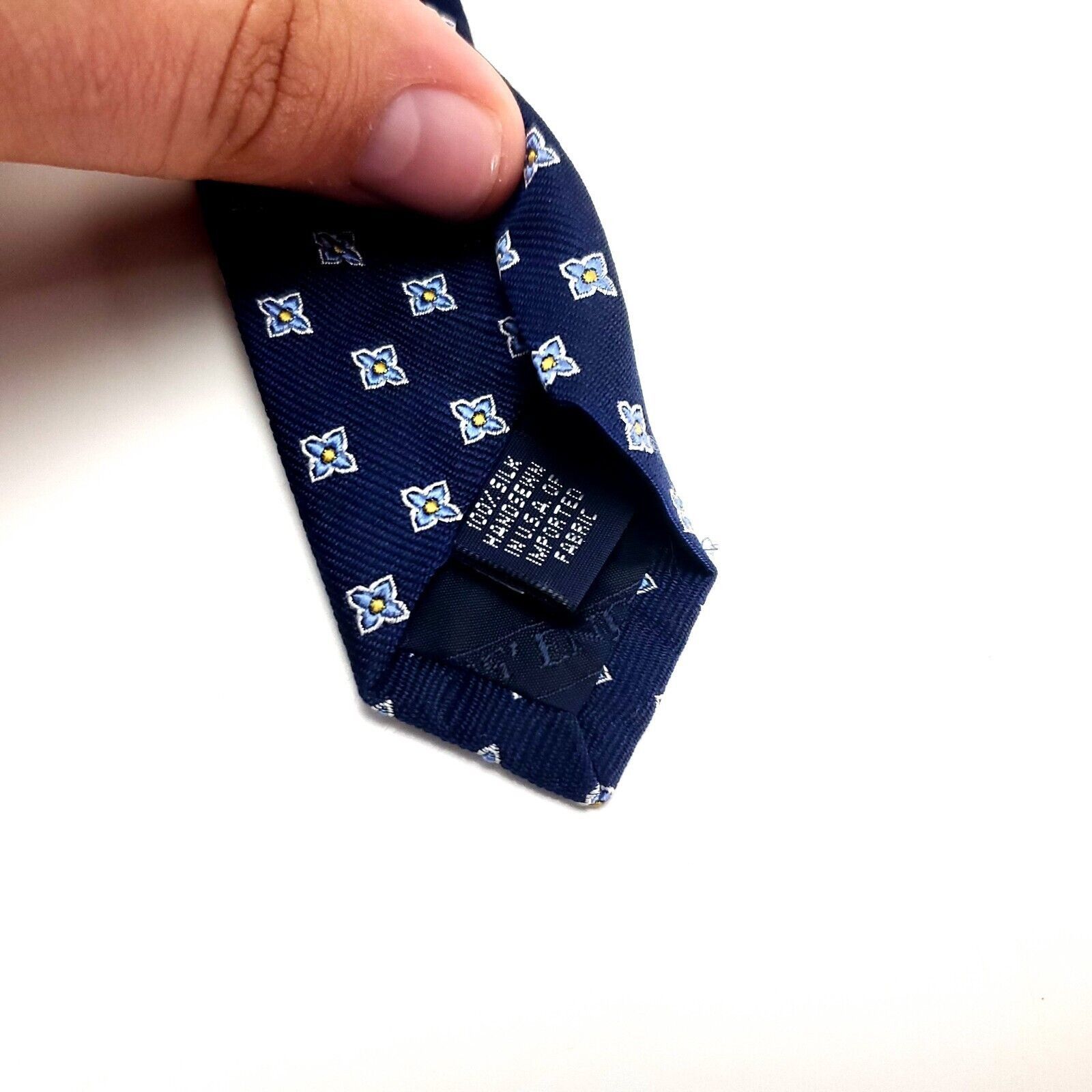 Lands' End Land's End Silk Tie Blue Woven Geometric Size ONE SIZE - 4 Thumbnail