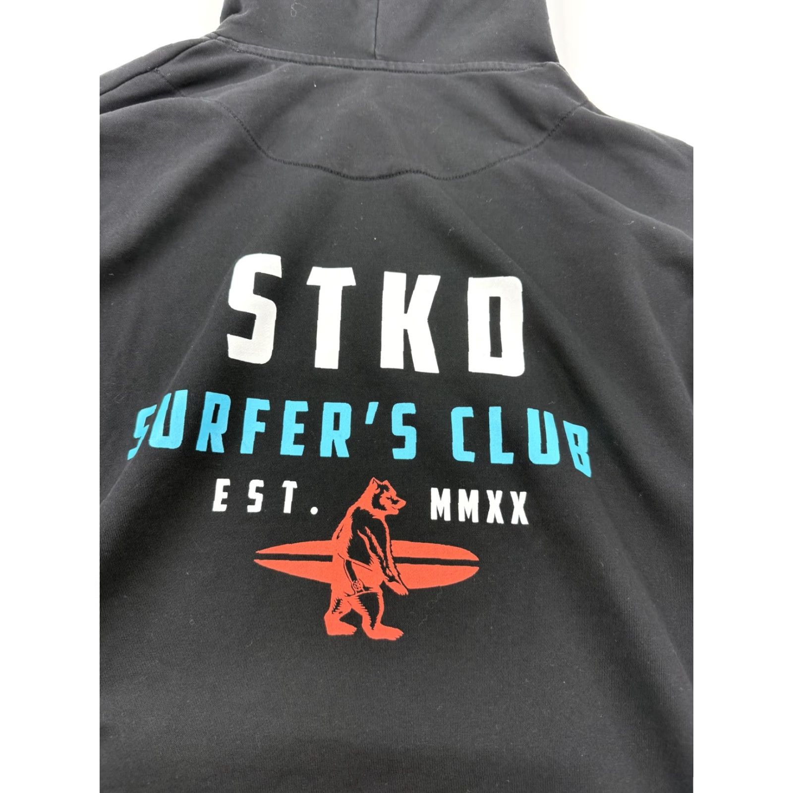 Vintage STKD Hoodie Men's 2XL Black Surfer's Club Graphic Fleece Pullover Sweatshirt Shirt Pullover Mens Graphic Print Size US XXL / EU 58 / 5 - 7 Thumbnail