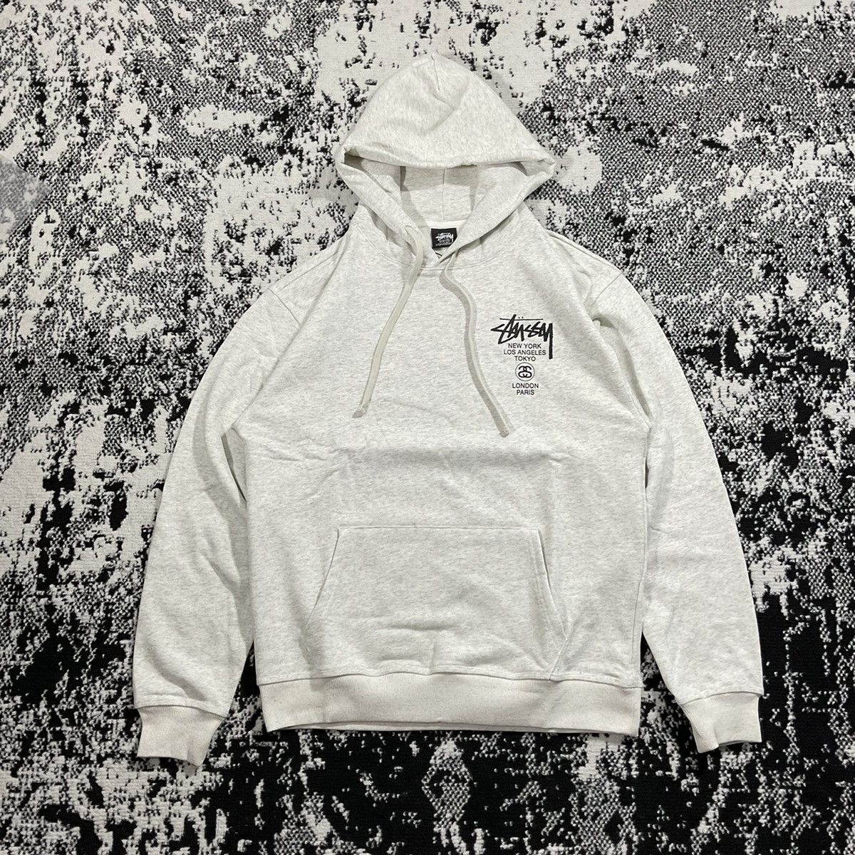 Stussy STUSSY WORLD TOUR HOODIE IN ASH HEATHER SIZE LARGE Size US L / EU 52-54 / 3 - 3 Thumbnail