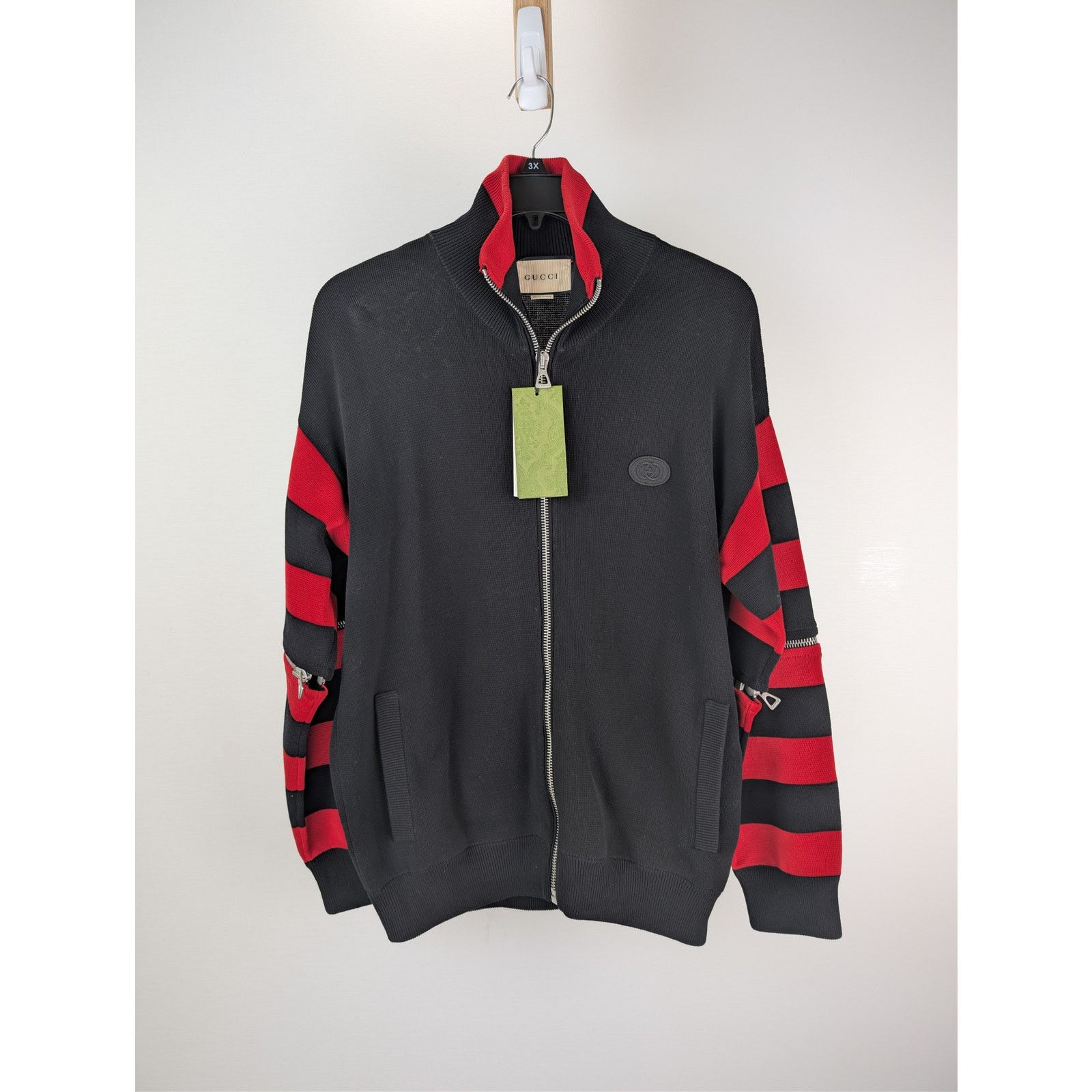 Gucci o1rshd1 Cotton Long Sleeve Bomber Jacket in Black/Red Size US XL / EU 56 / 4 - 10 Thumbnail