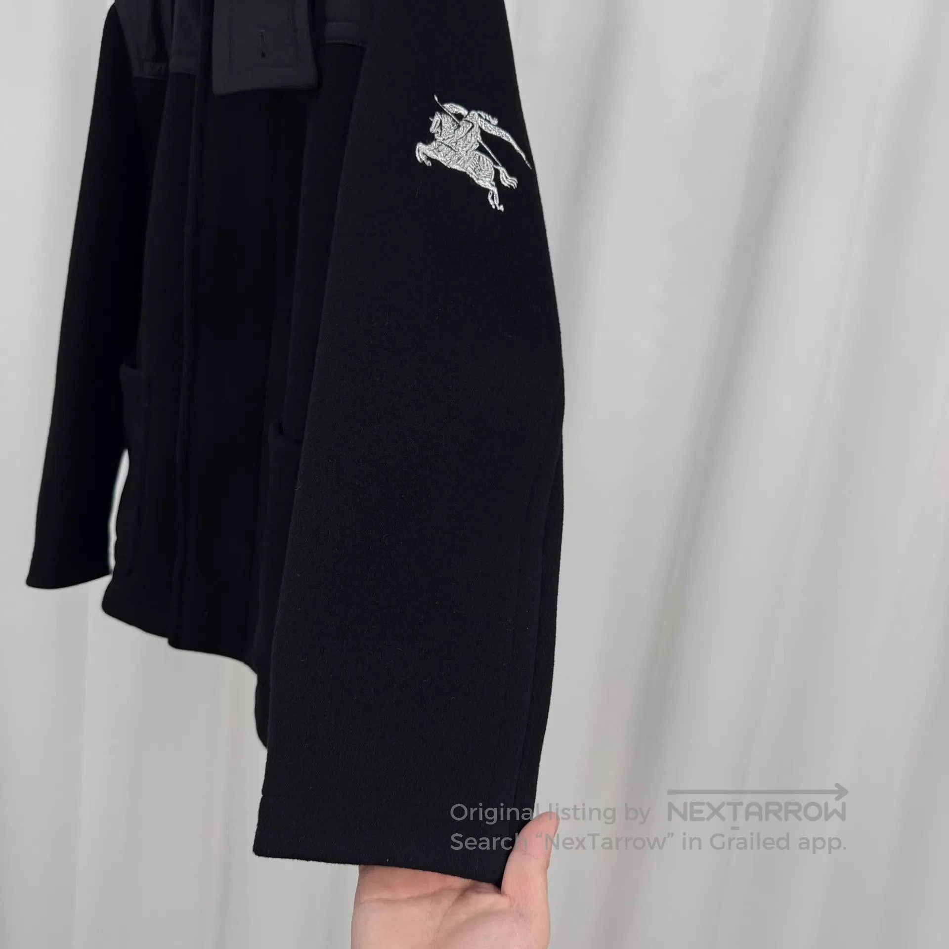 Burberry Black Heavy Coat with Embroidered Sleeve Design . Size US XS / EU 42 / 0 - 4 Thumbnail