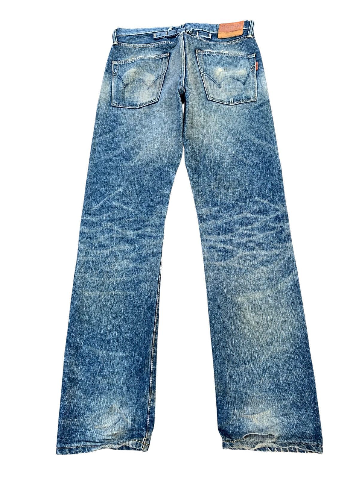 Edwin VINTAGE EDWIN 505zx SELVEDGE BUCKLE BACK DISTRESSED DENIM Size US 33 - 2 Thumbnail