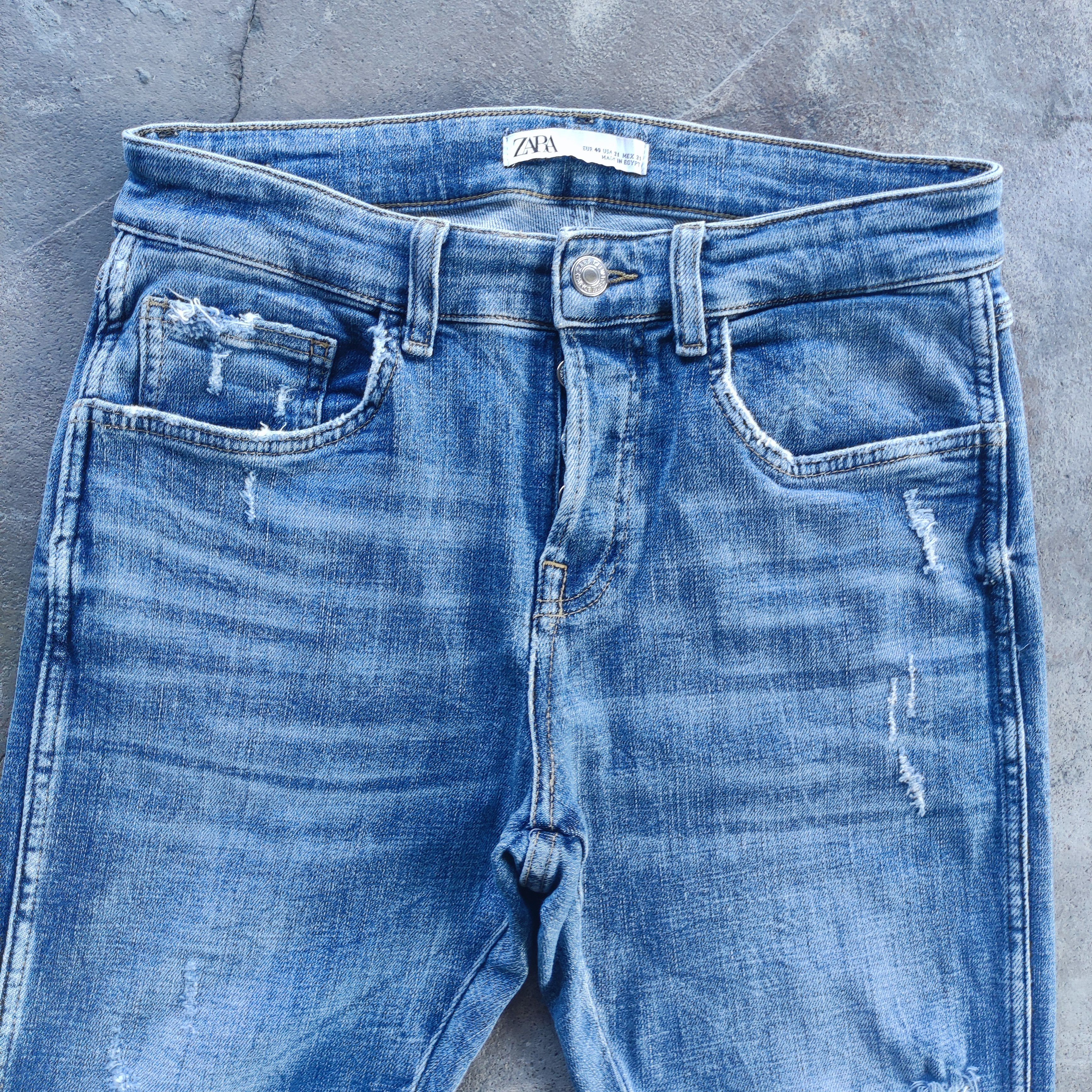 Japanese Brand Vintage Zara Brand Button Jeans Ripped Faded pants Size US 31 - 3 Thumbnail