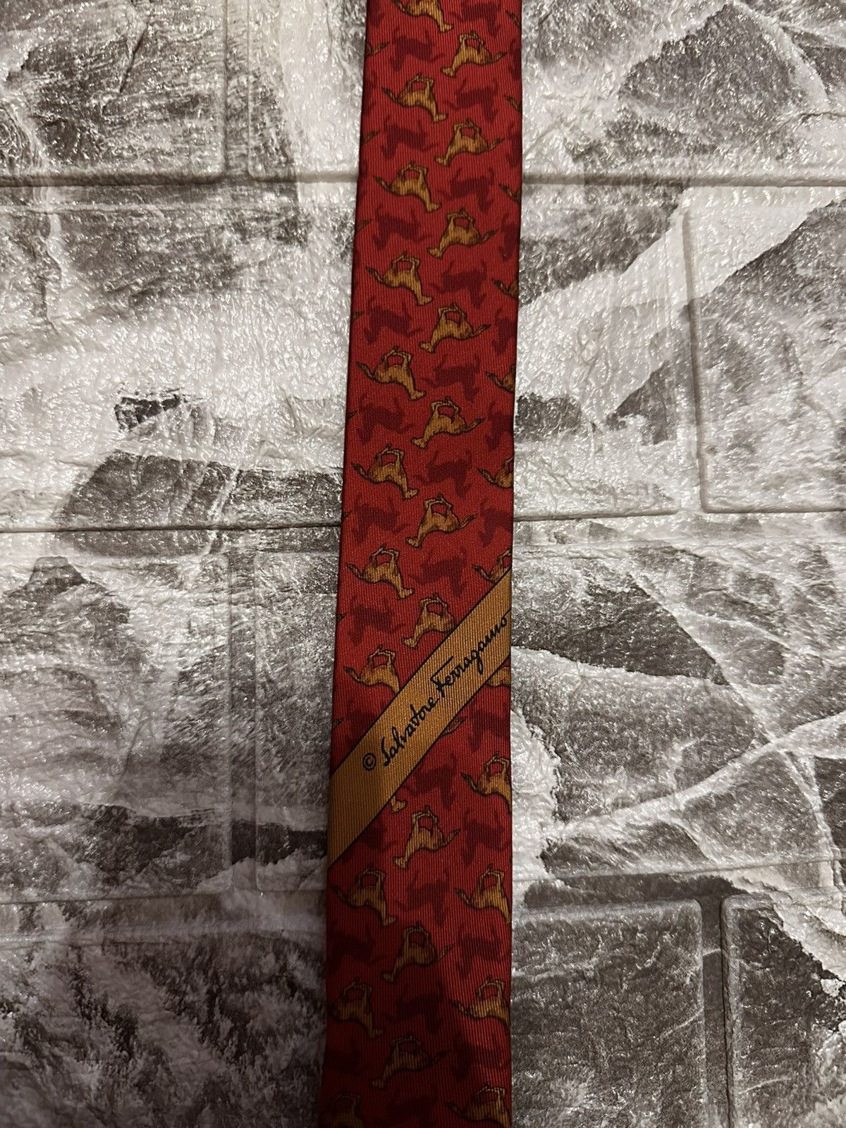 Salvatore Ferragamo Salvatore Ferragamo 100% Silk Tie Geometric Print Rad Italy Size ONE SIZE - 3 Thumbnail