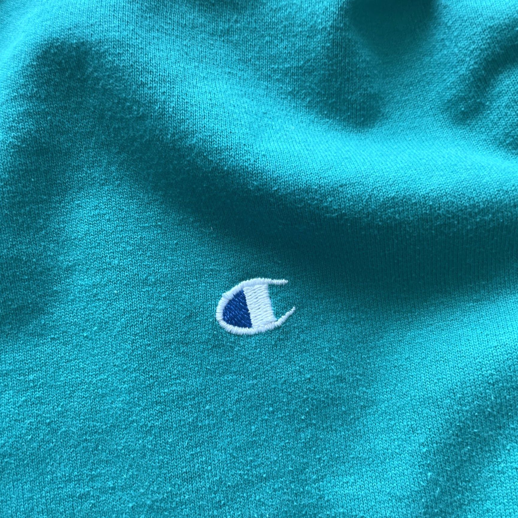 Champion VINTAGE Champion Hoodie Men XL Teal Blue Pullover Fleece Long Sleeve USA 80s City Grunge Hip Hop Retro Hooded Front Drawstring Crew Neck Size US XL / EU 56 / 4 - 5 Thumbnail