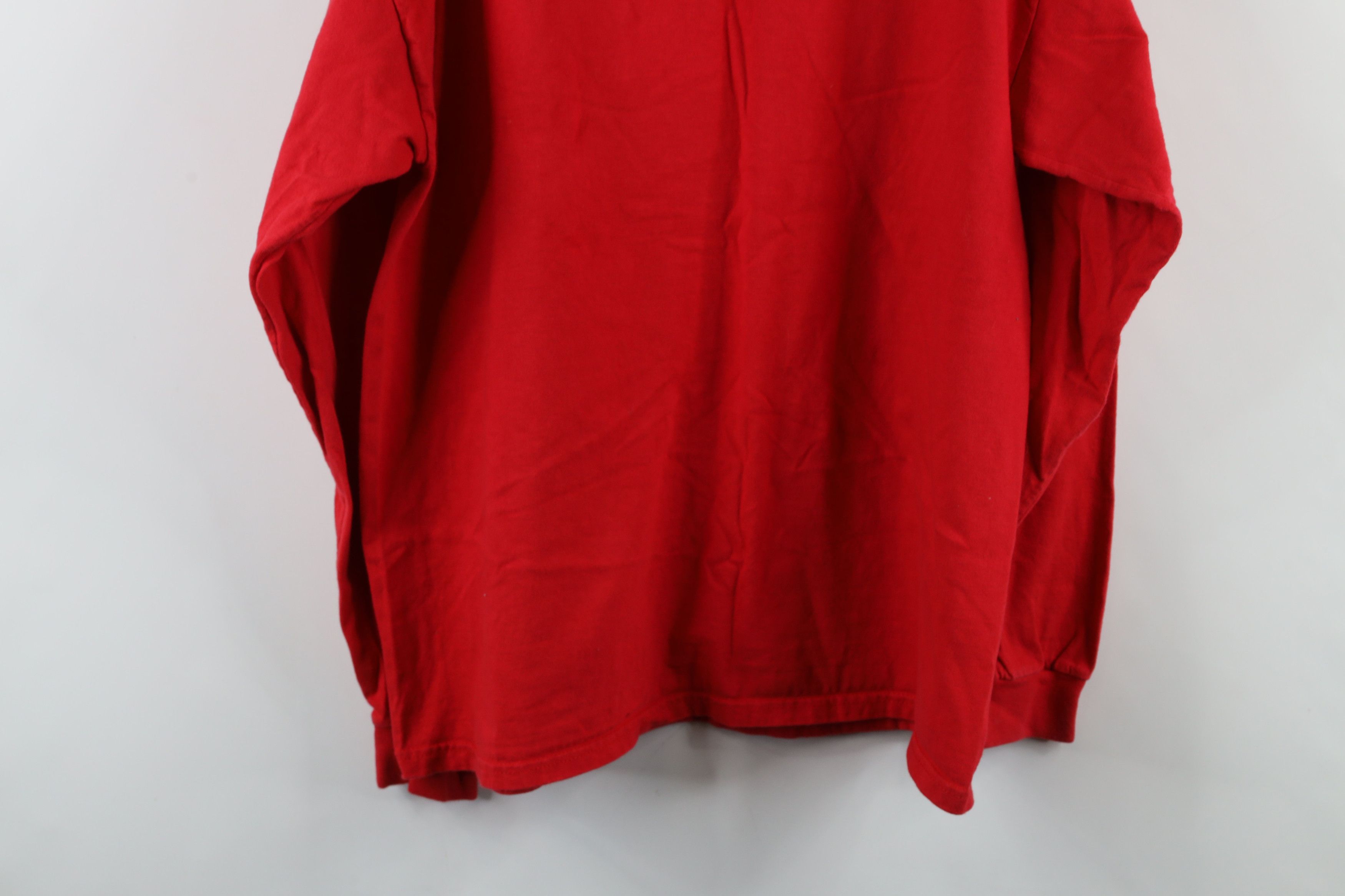 Hanes × Vintage Vintage 90s Hanes Beefy Blank Cotton Long Sleeve T-Shirt Red Size US XL / EU 56 / 4 - 12 Thumbnail