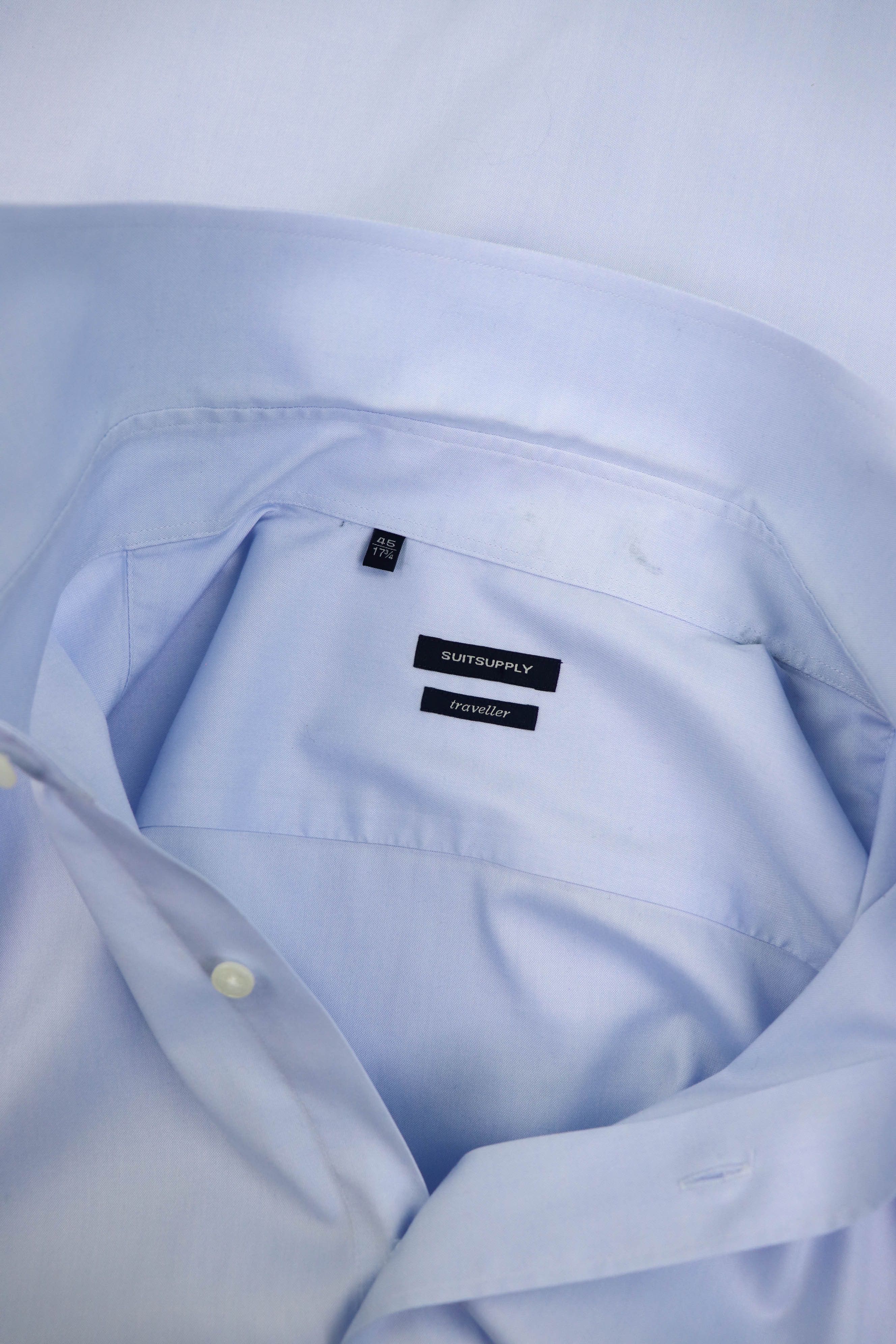 Suitsupply Suitsupply Light Blue Pure Cotton Slim Fit Traveller Shirt Size US XXL / EU 58 / 5 - 7 Thumbnail