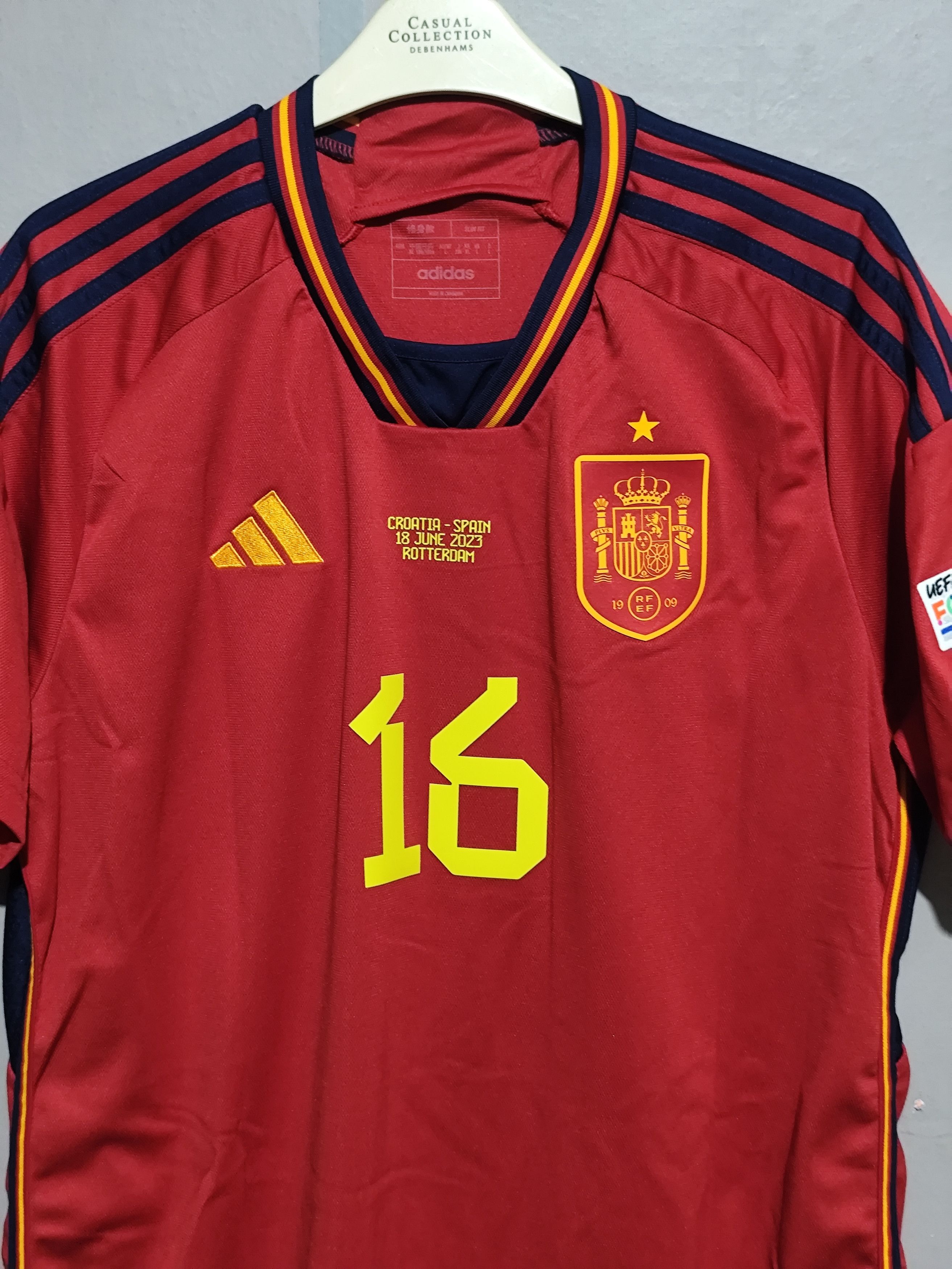 Adidas Spain #16 Rodrigo UEFA Nation League 2022/2023 Home Jersey Size US XL / EU 56 / 4 - 2 Thumbnail